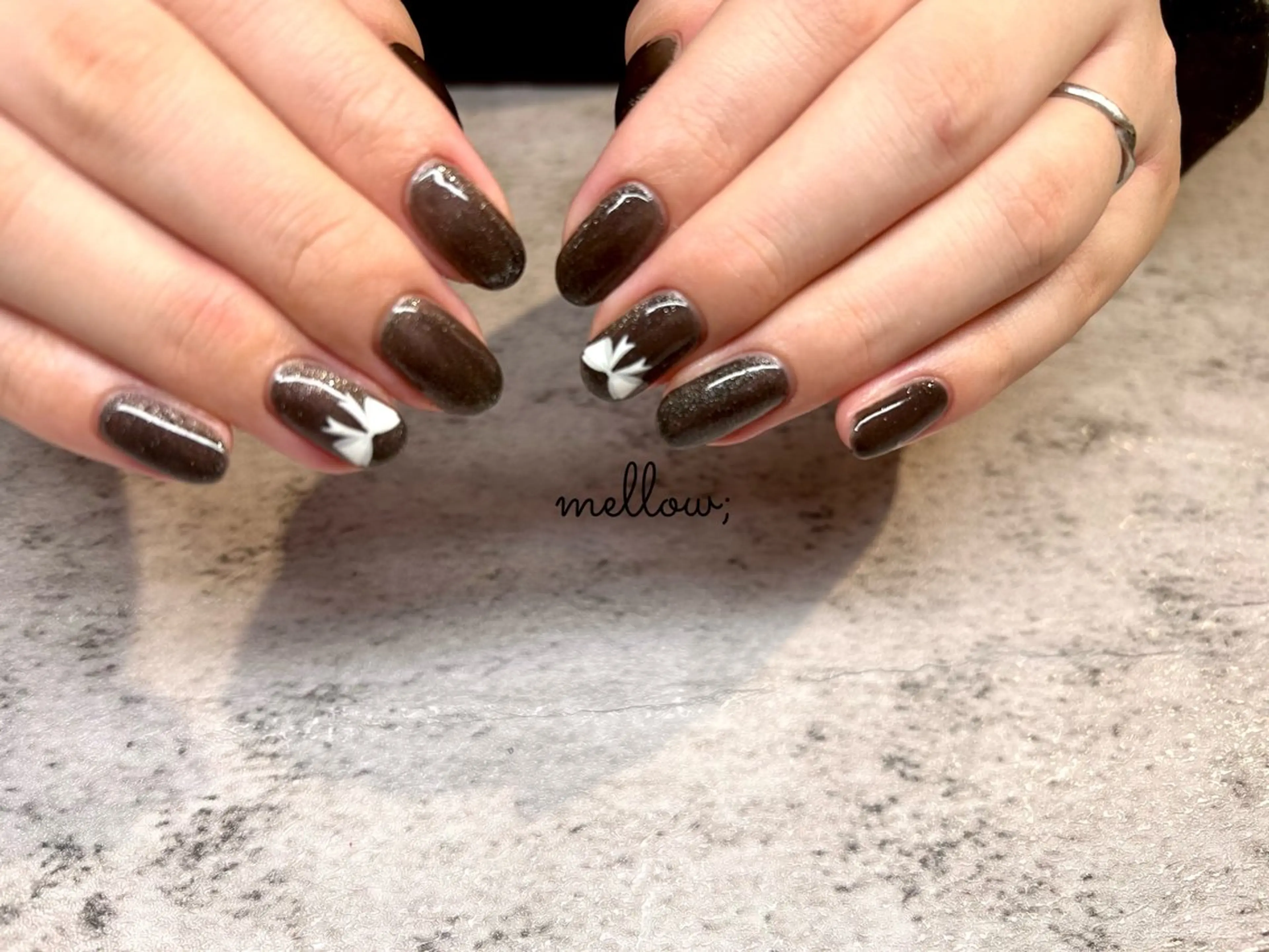 ネイル ワンカラーネイル mellow:ｸﾙﾐ ﹡˖˟༝🎀˖˟ ༝のネイルデザイン
