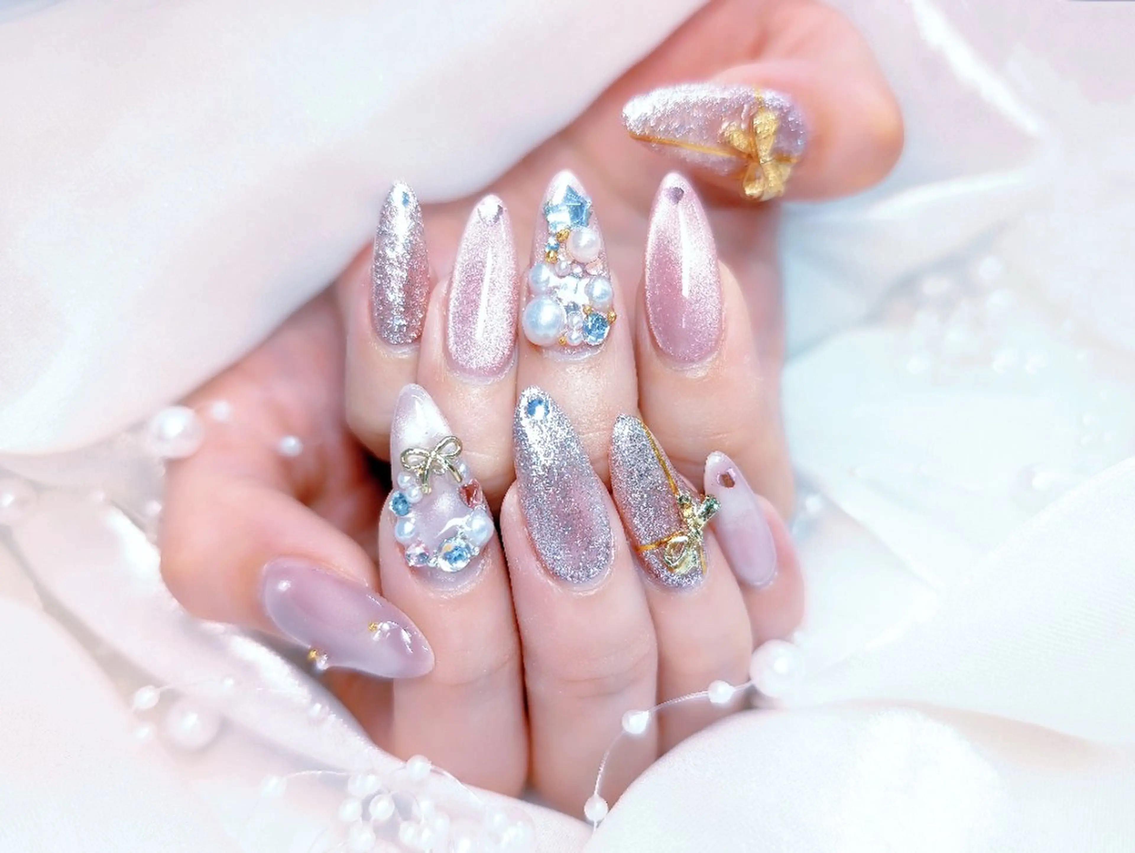 ネイル チークネイル 長さ出し フラッシュネイル フレンチネイル ジェルネイル Chouette Nailのネイルデザイン
