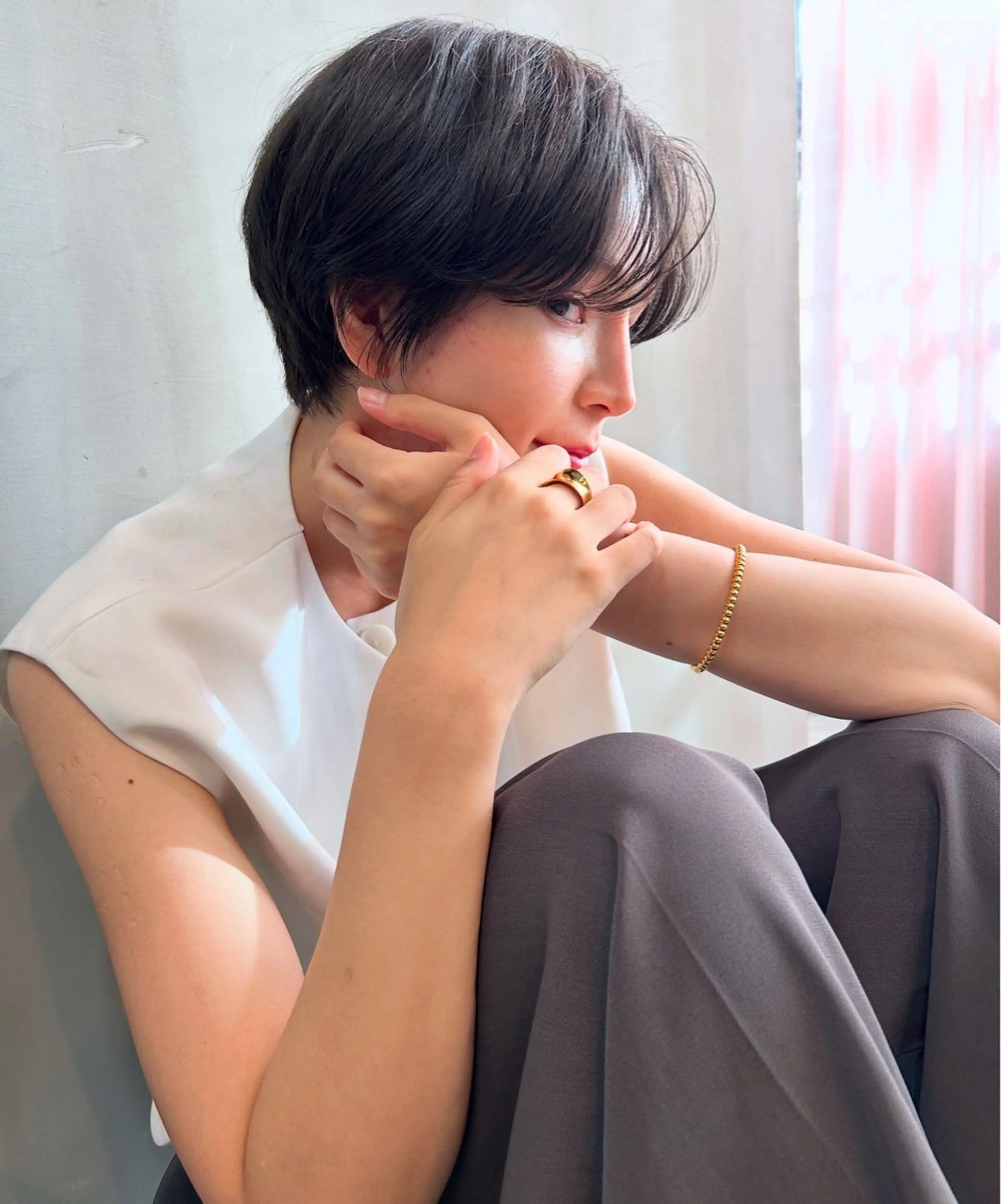 ショート カラー ショートボブ ボブ レイヤーカット ショートヘア カット ヘアカラー トリートメント ショート/ボブ/ 心斎橋/宮脇美奈のヘアスタイル