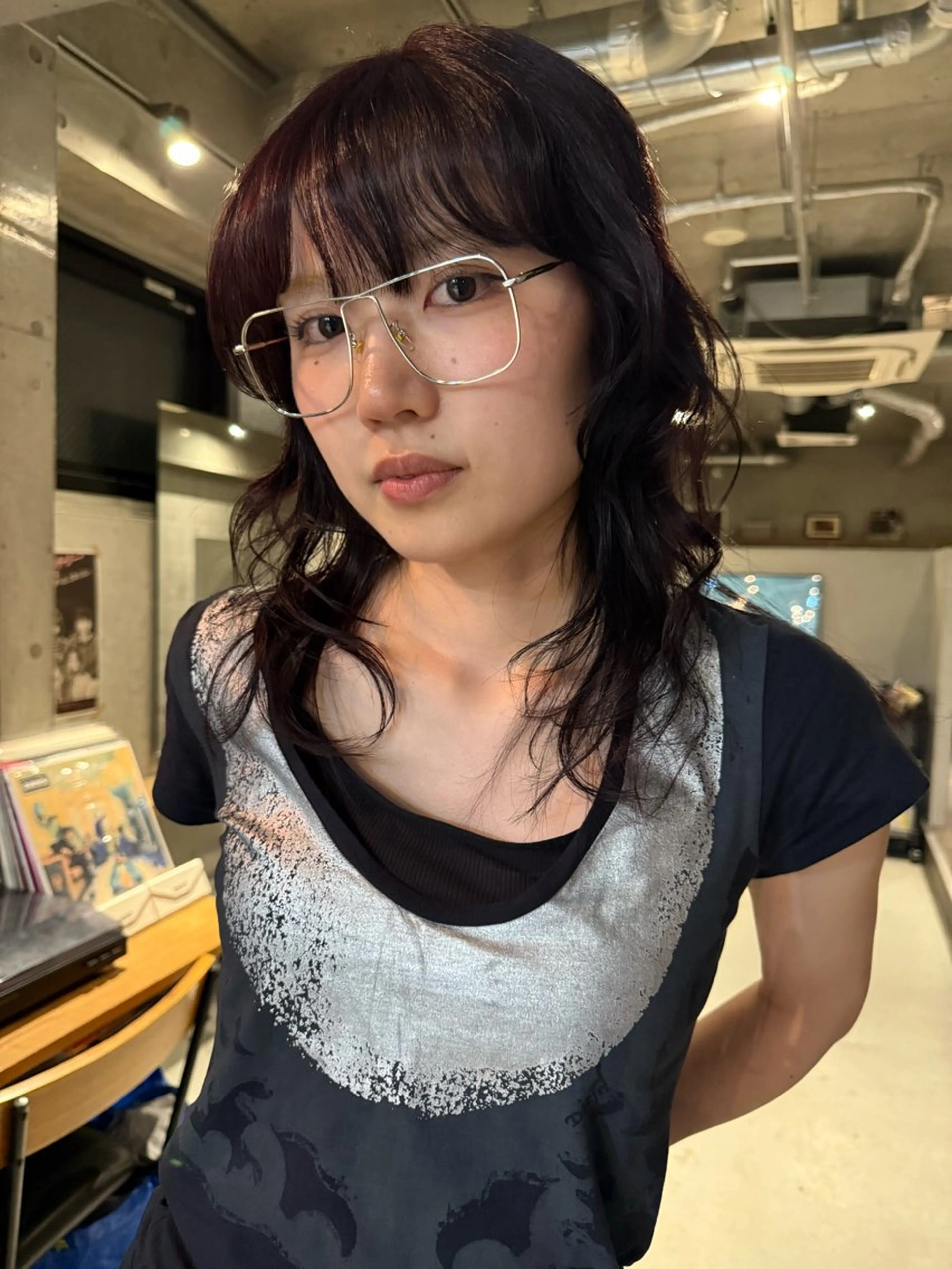 ミディアム カラー ボルドーカラー 河坂 昌恵のヘアスタイル