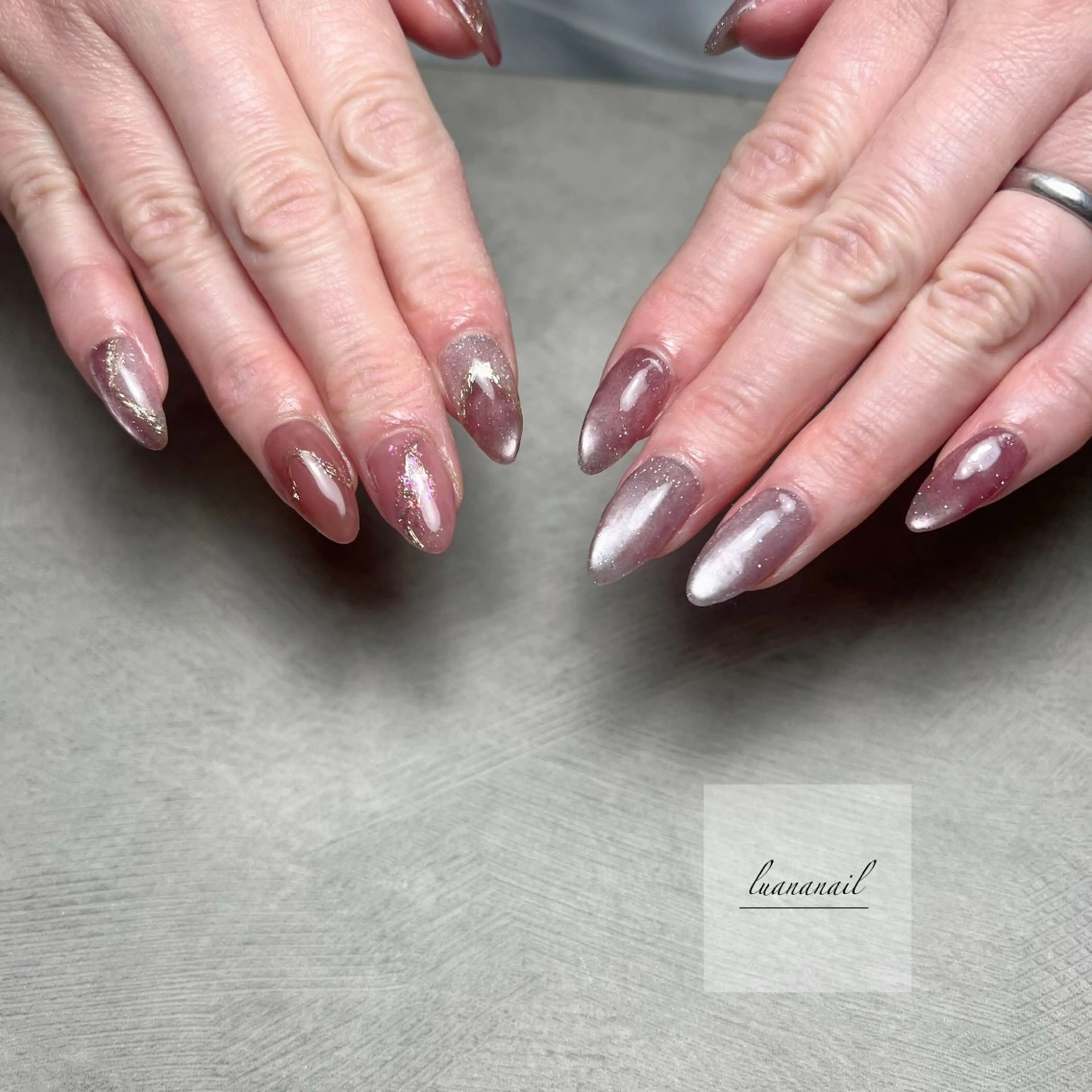 ネイル アートネイル マグネットネイル ピンク ハンドネイル luana nailのネイルデザイン