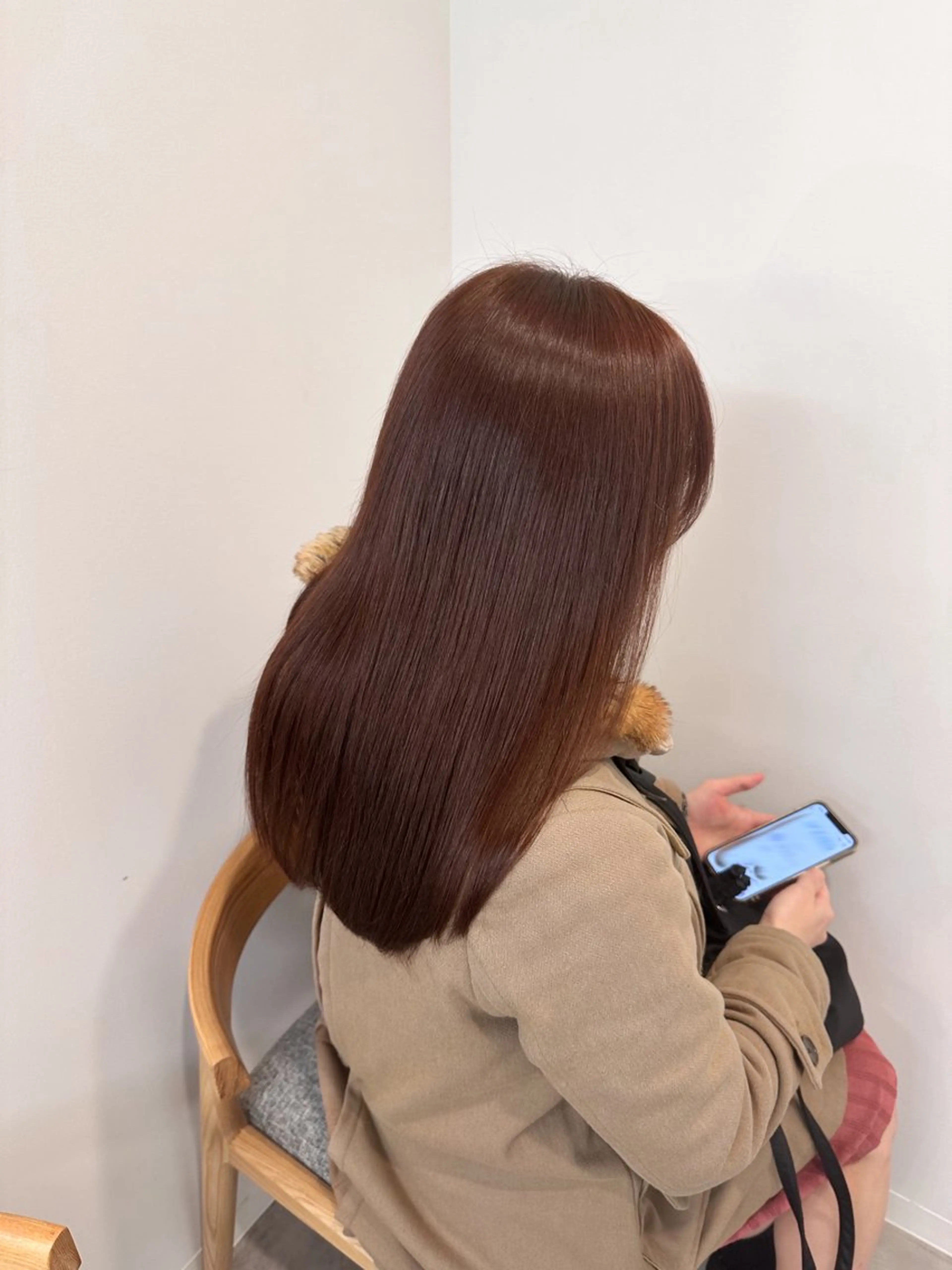 セミロング ピンクブラウン カット ヘアカラー トリートメント まるみショート/ ボブ/hinaのヘアスタイル