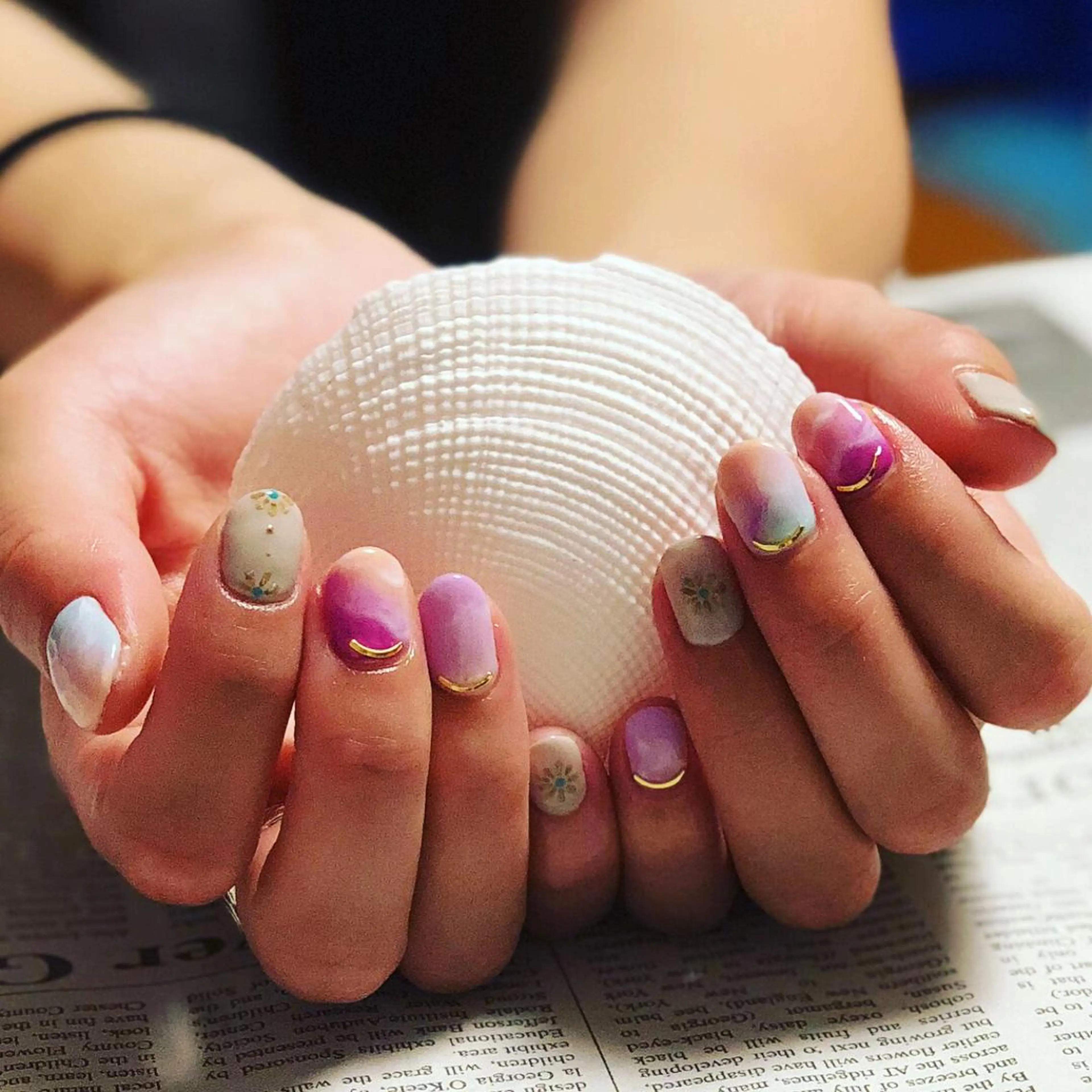 ショート ネイル 大理石ネイル(マーブル) 夏ネイル プライベートビューティーサロンメリア所属・ビューティーサロン meriaのネイルデザイン