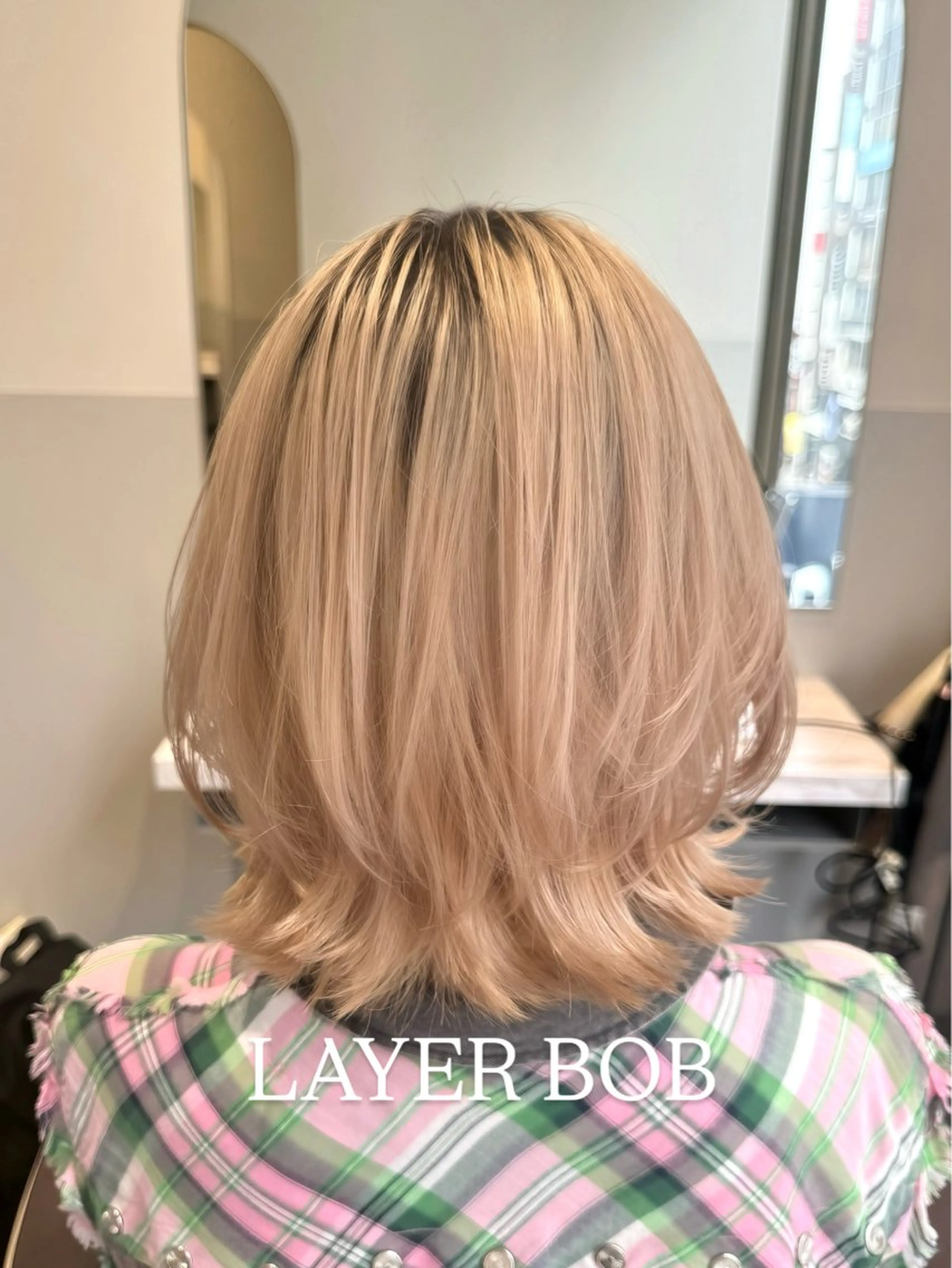 セミロング カラー ブロンド ボブ レイヤーカット 🪞美髪レイヤー特化 🪞青木のヘアスタイル