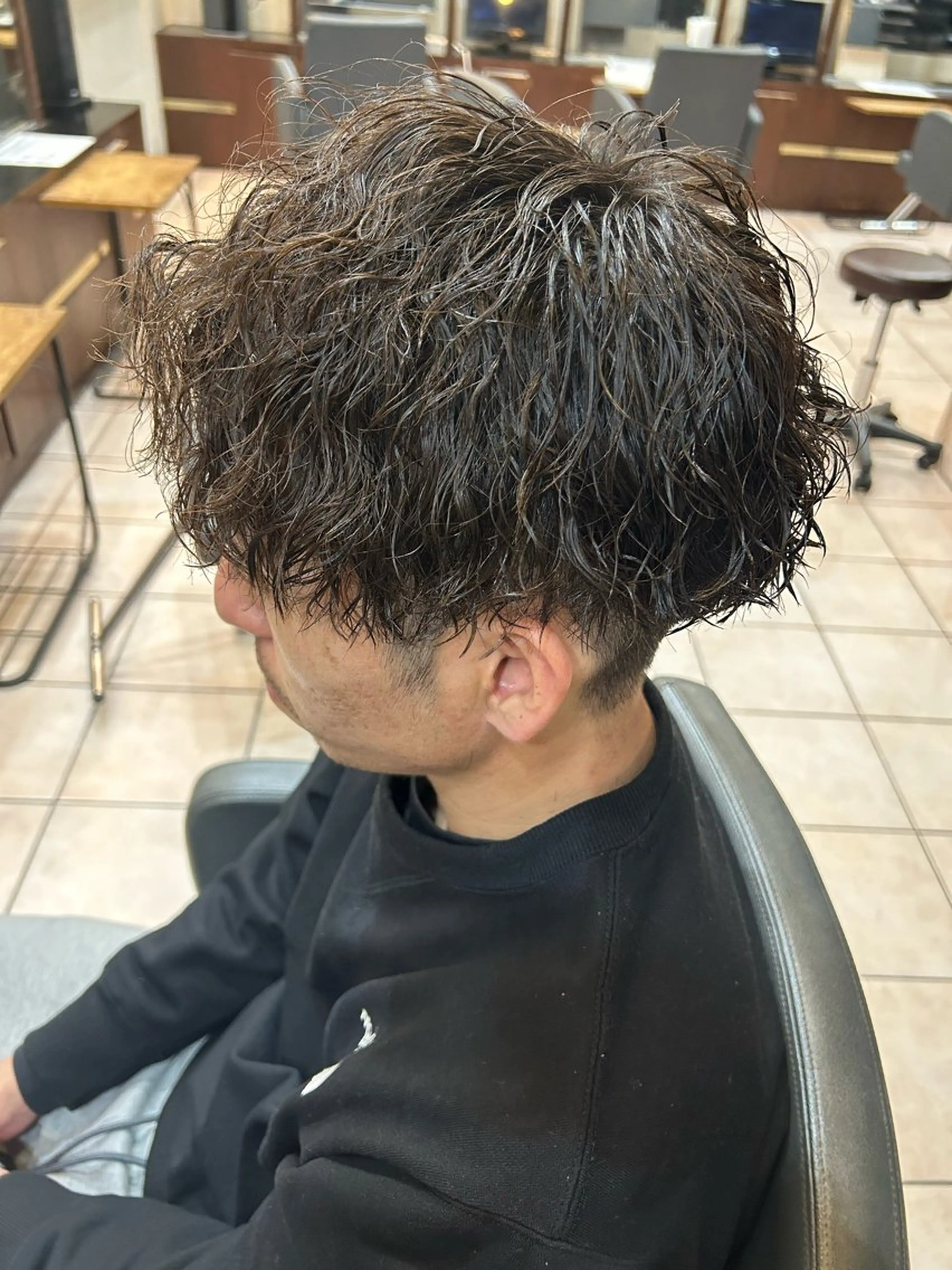 ミディアム パーマ メンズ 大阪/梅田/シャドウ パーマ/ノボリユウタのヘアスタイル