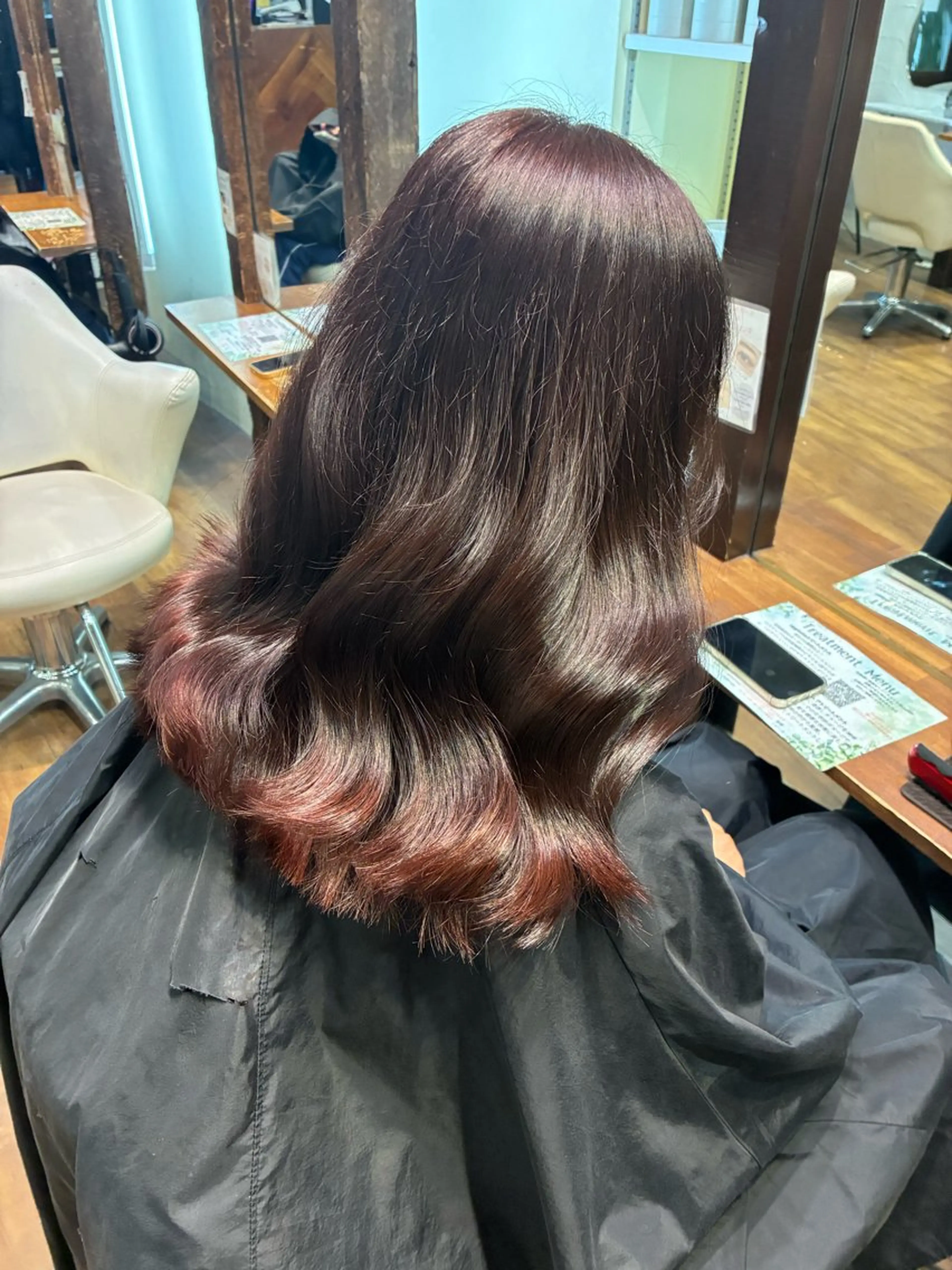 セミロング カラー ブリーチ ブリーチなしカラー ピンクカラー ピンクパープル パープルカラー ヘアカラー トリートメント 梅原 姫🍬🐰のヘアスタイル