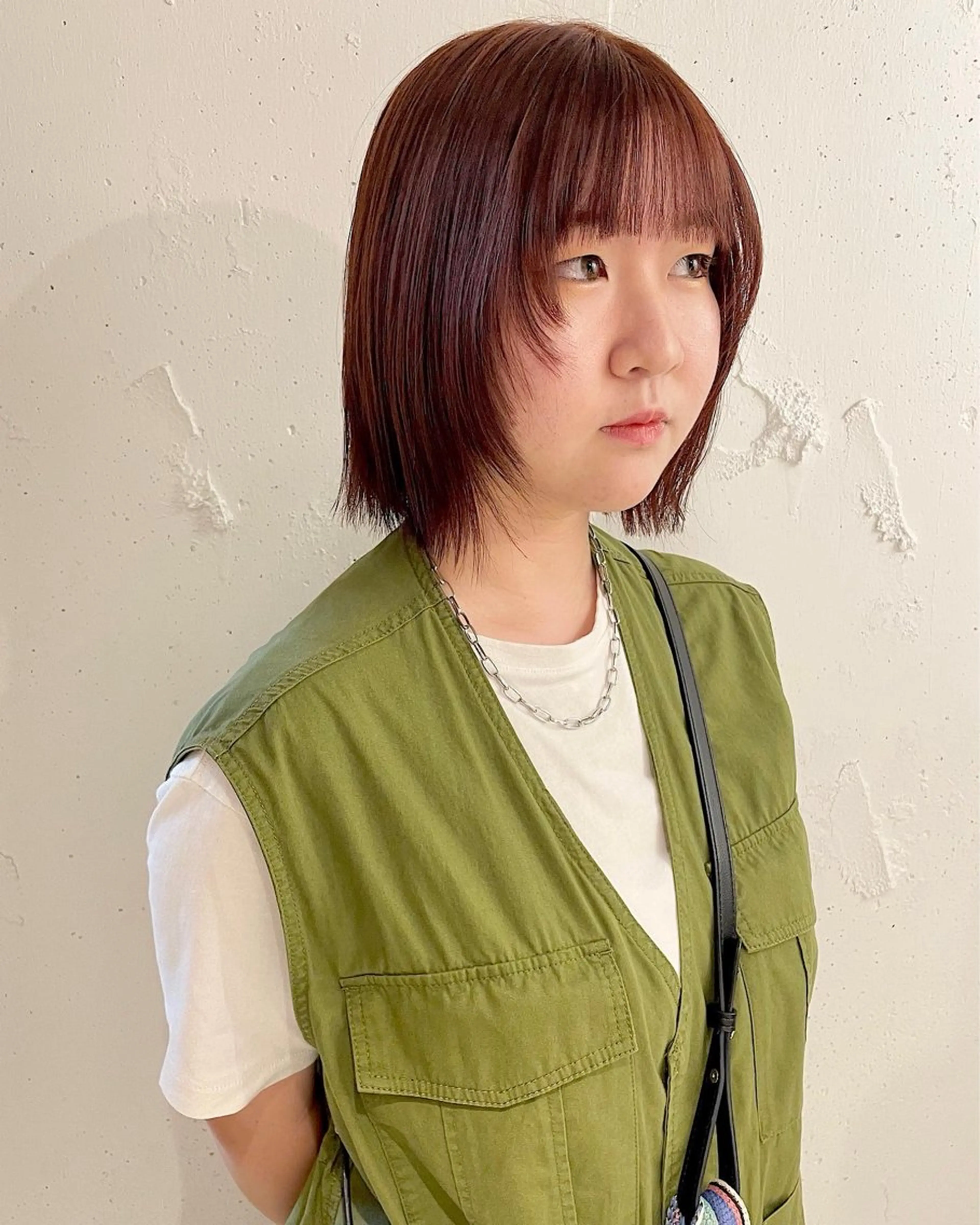 ミディアム ボブ 顔周りカット レイヤーカット 透明感color 🥣suzunaのヘアスタイル