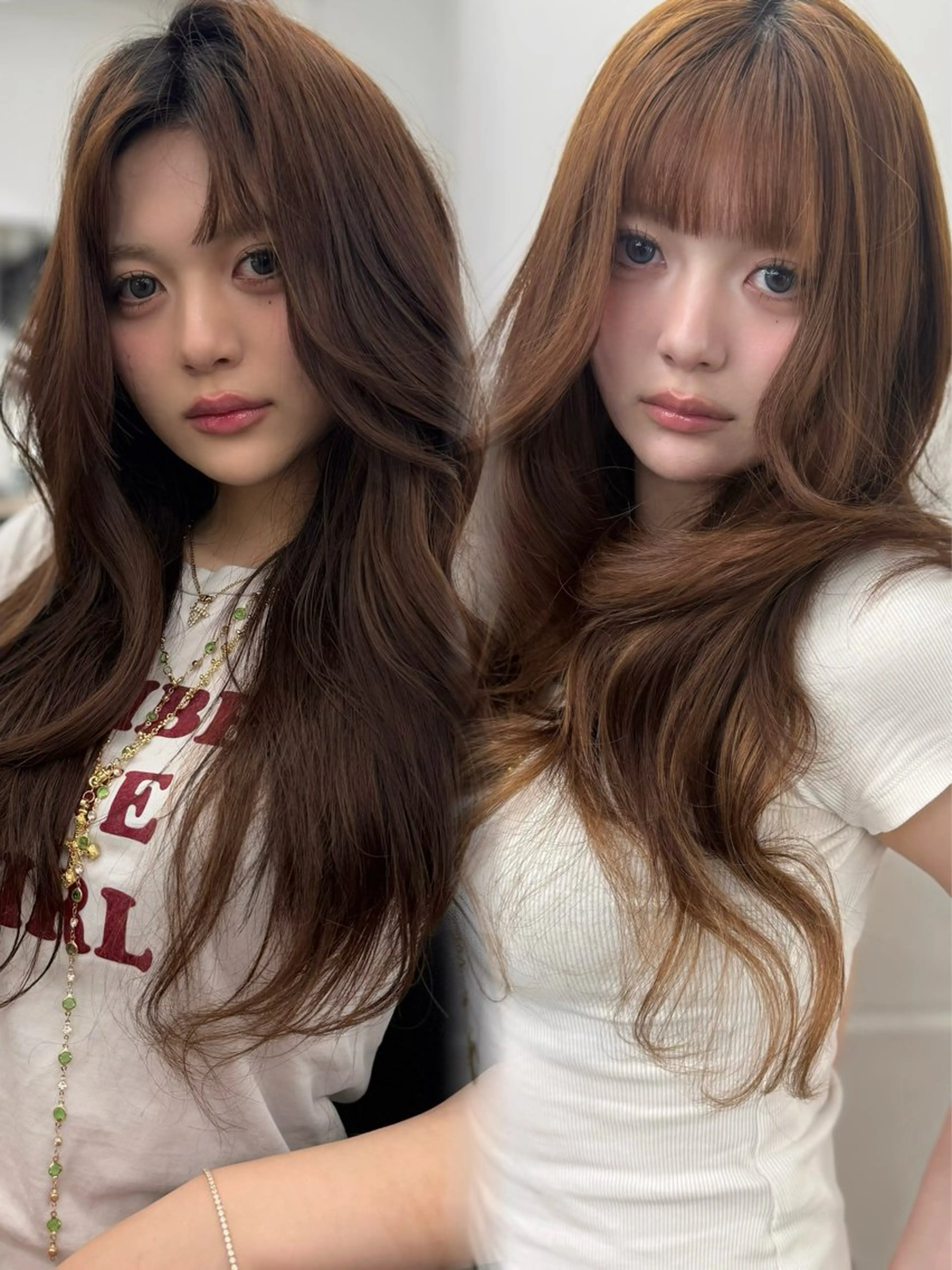 ロング カラー ブリーチ ブラウンカラー ダブルカラー ブリーチなしカラー レイヤーカット/ 縮毛矯正/TERUのヘアスタイル