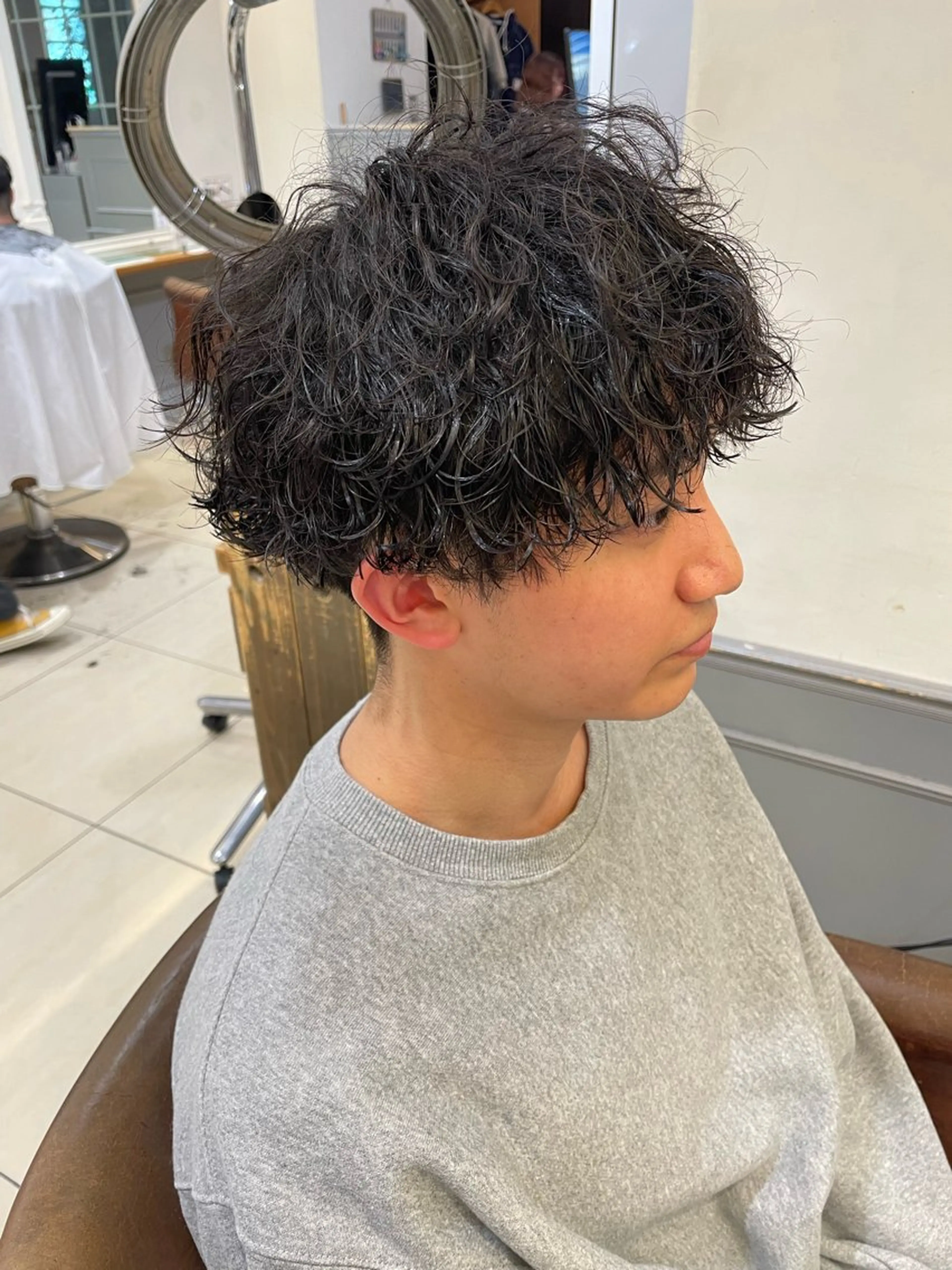 パーマ メンズ メンズパーマ 波巻きパーマ ボブ ブリーチ/miinaのヘアスタイル