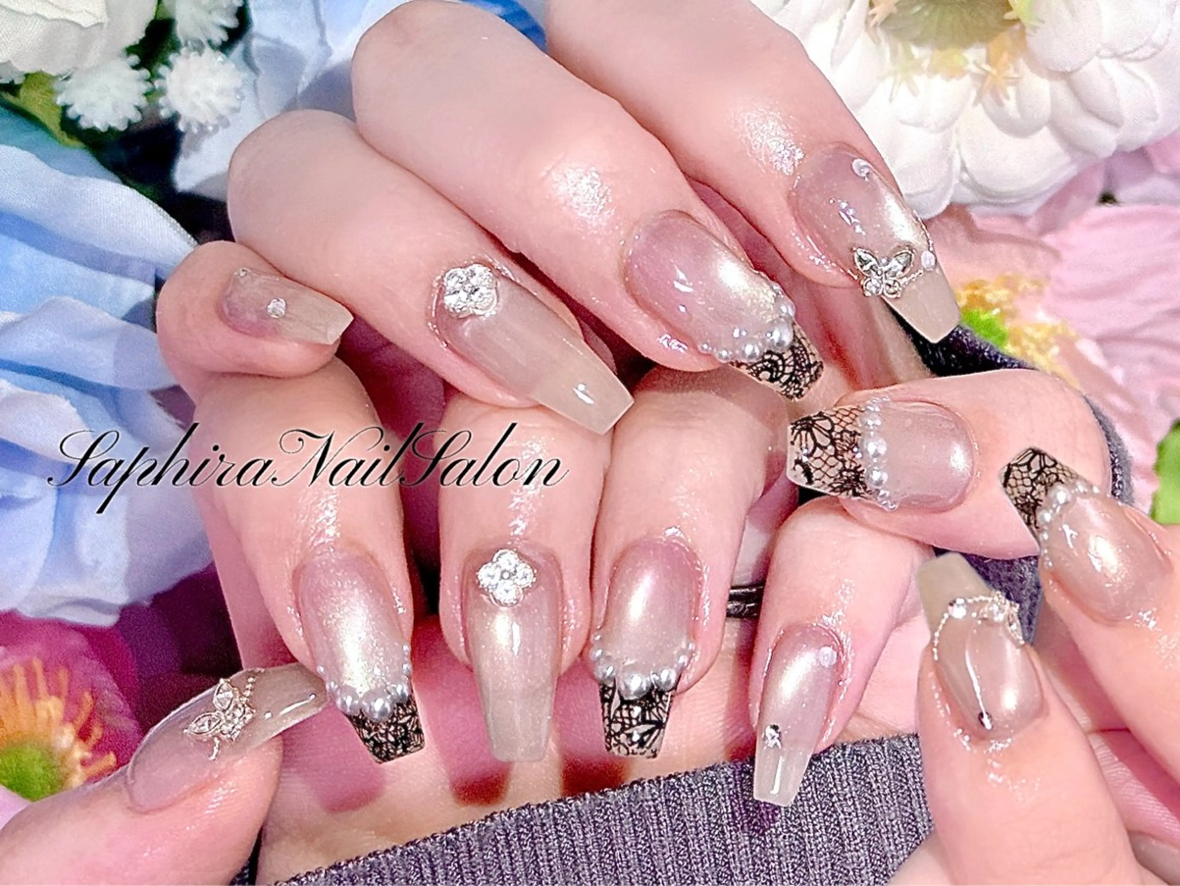 カラー ハンドネイル Saphiraネイル サロン錦糸町のネイルデザイン