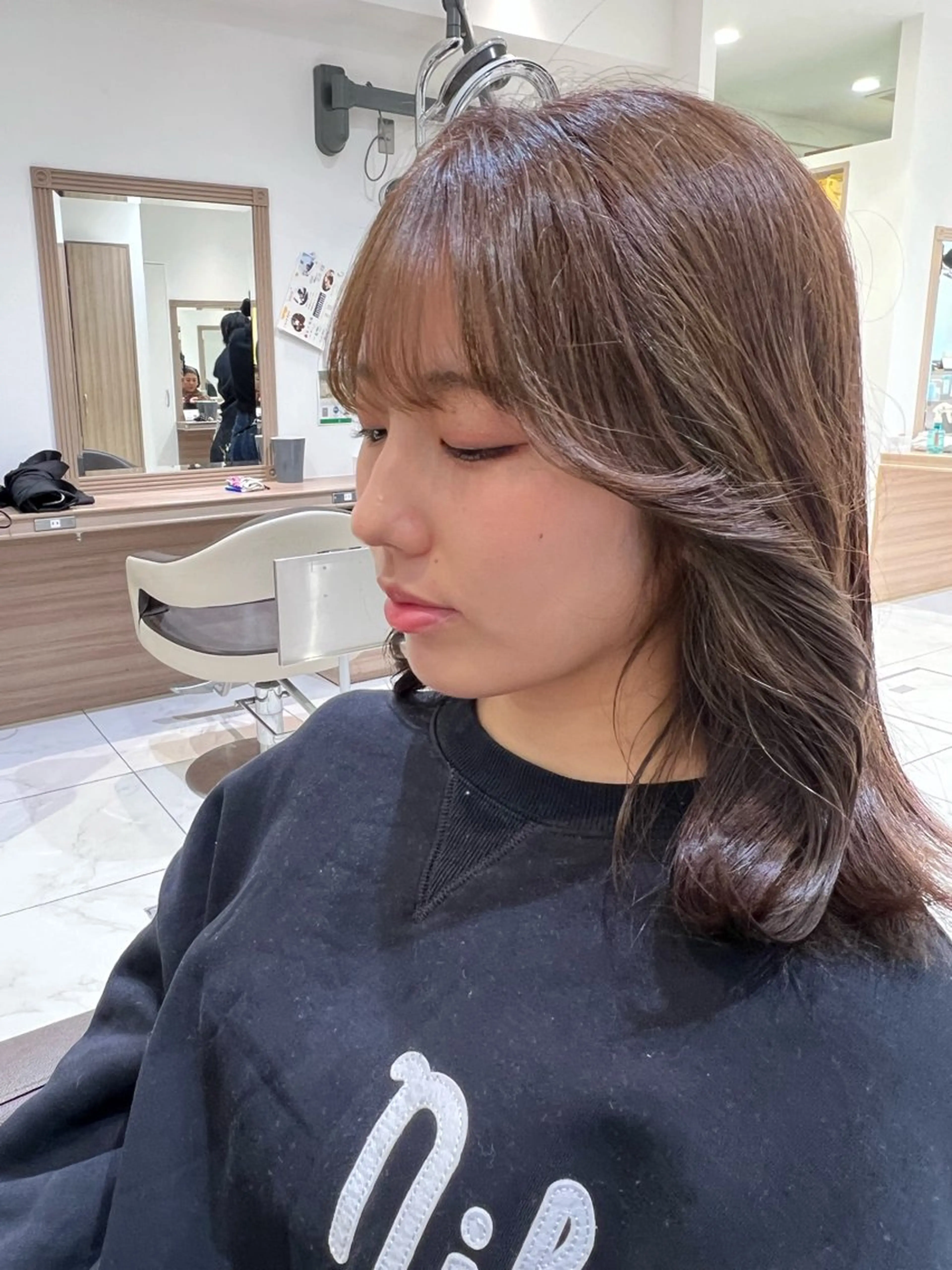セミロング カラー カット ヘアカラー 顔周り/韓国レイヤー junkaのヘアスタイル