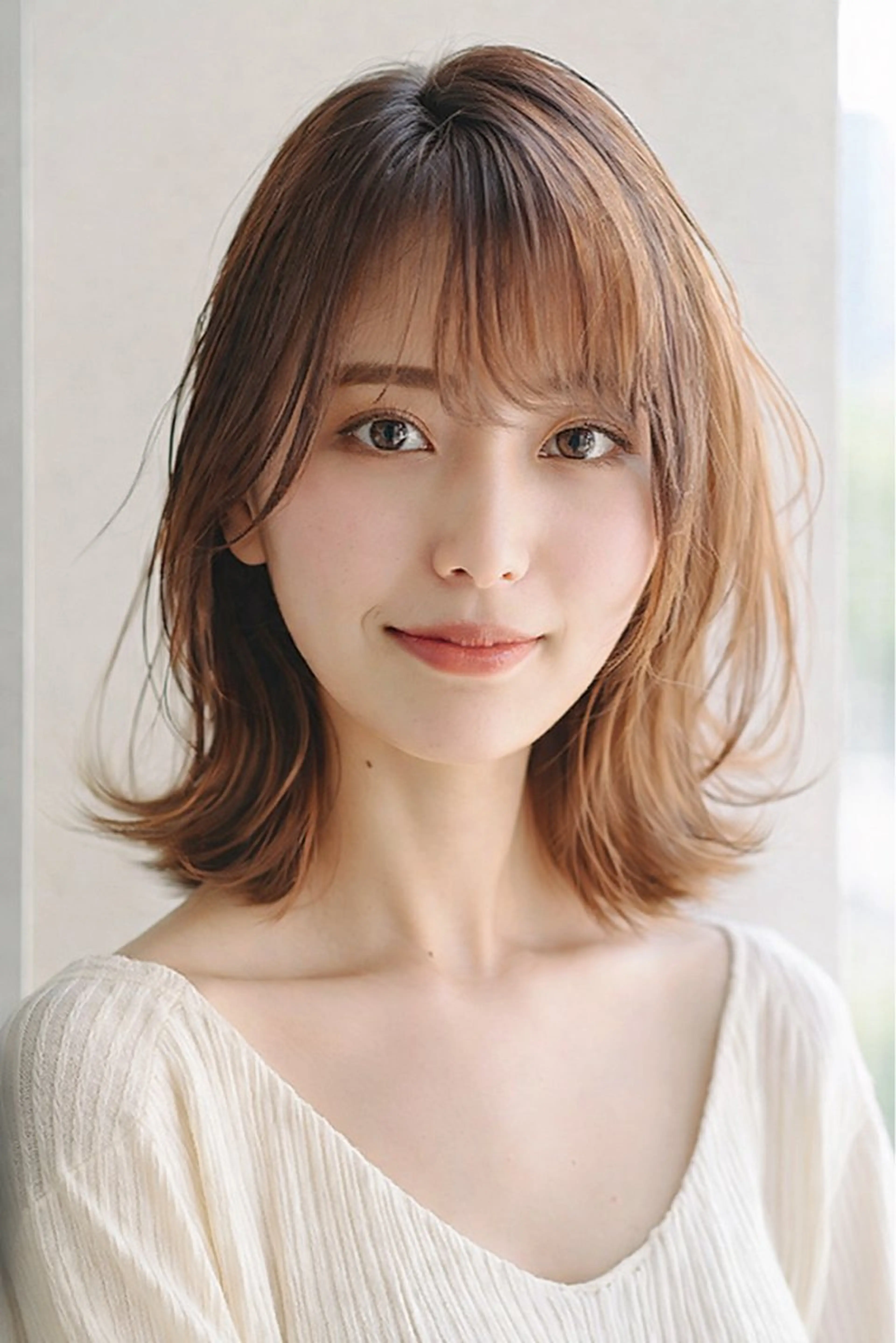 ミディアム カット ヘアカラー トリートメント 1%【横浜】 髪質改善&ケアカラーのヘアスタイル