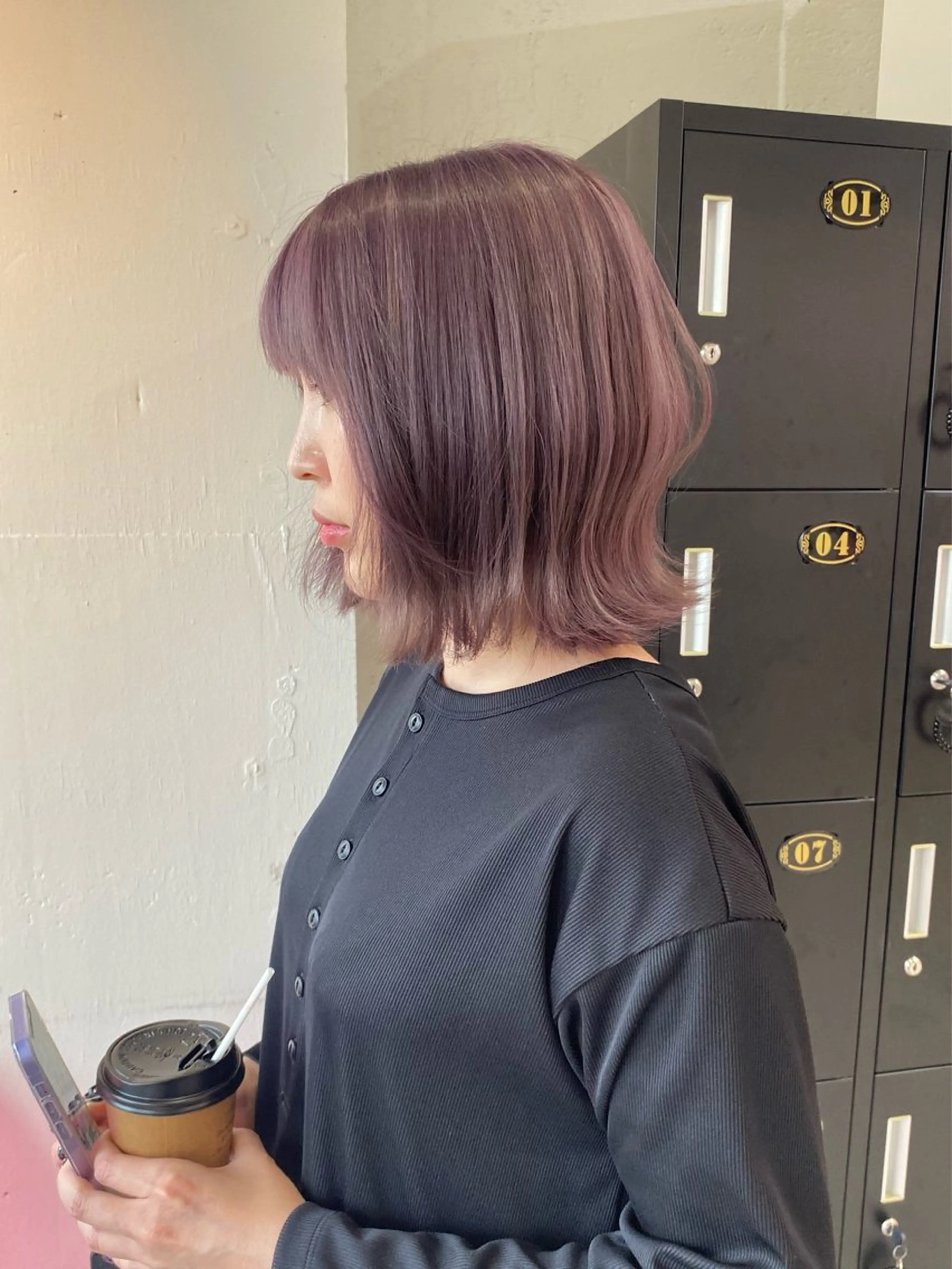 ミディアム カラー ブリーチ 透明感カラー グレージュ ラベンダーカラー ラベンダーグレージュ カット ヘアカラー Ayuna /透明感カラーのヘアスタイル