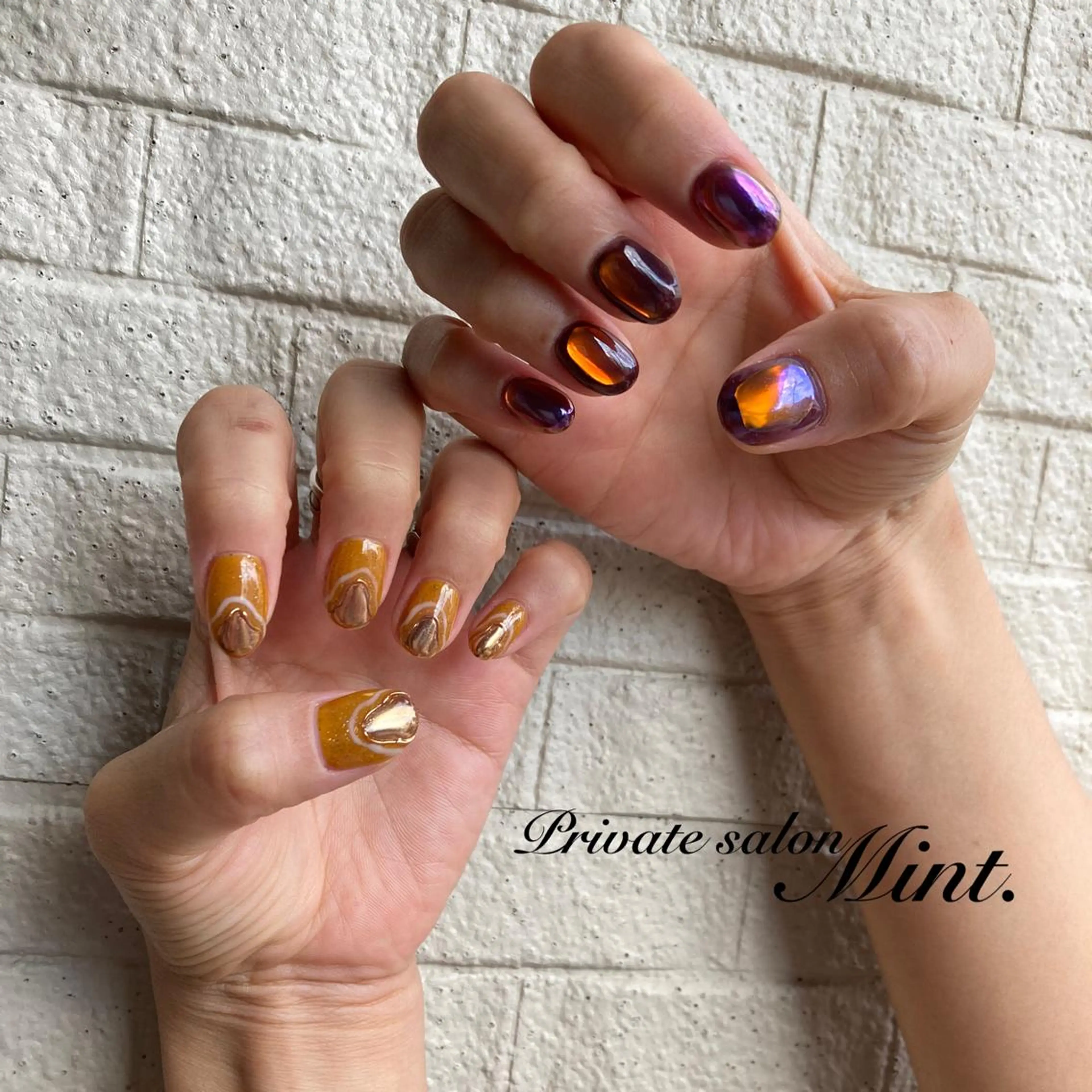 ショート ネイル ジェルネイル 氷ネイル・うるうるネイル Mint. nailのネイルデザイン
