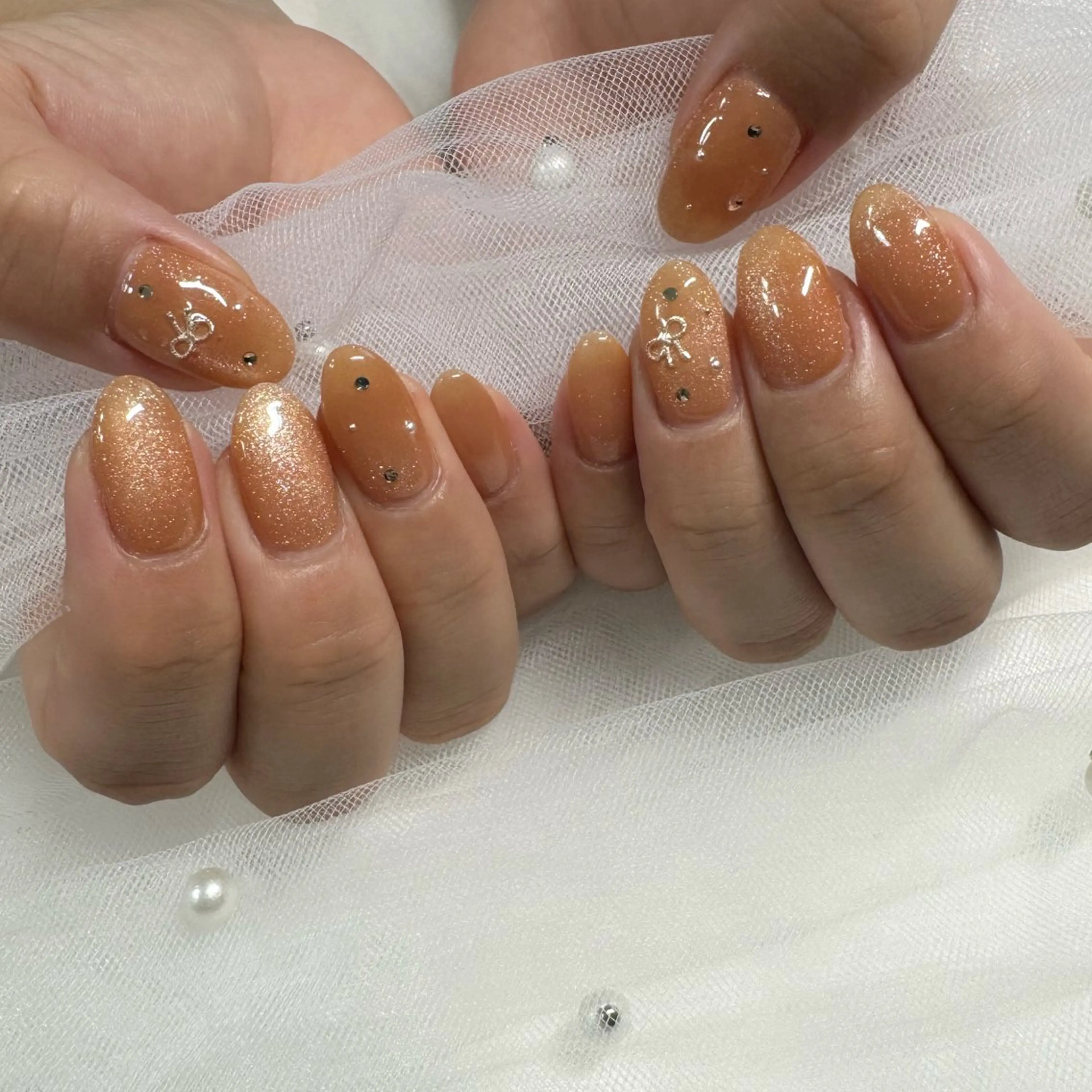 ネイル ジェルネイル リボン シンプルネイル 東 千夏のネイルデザイン