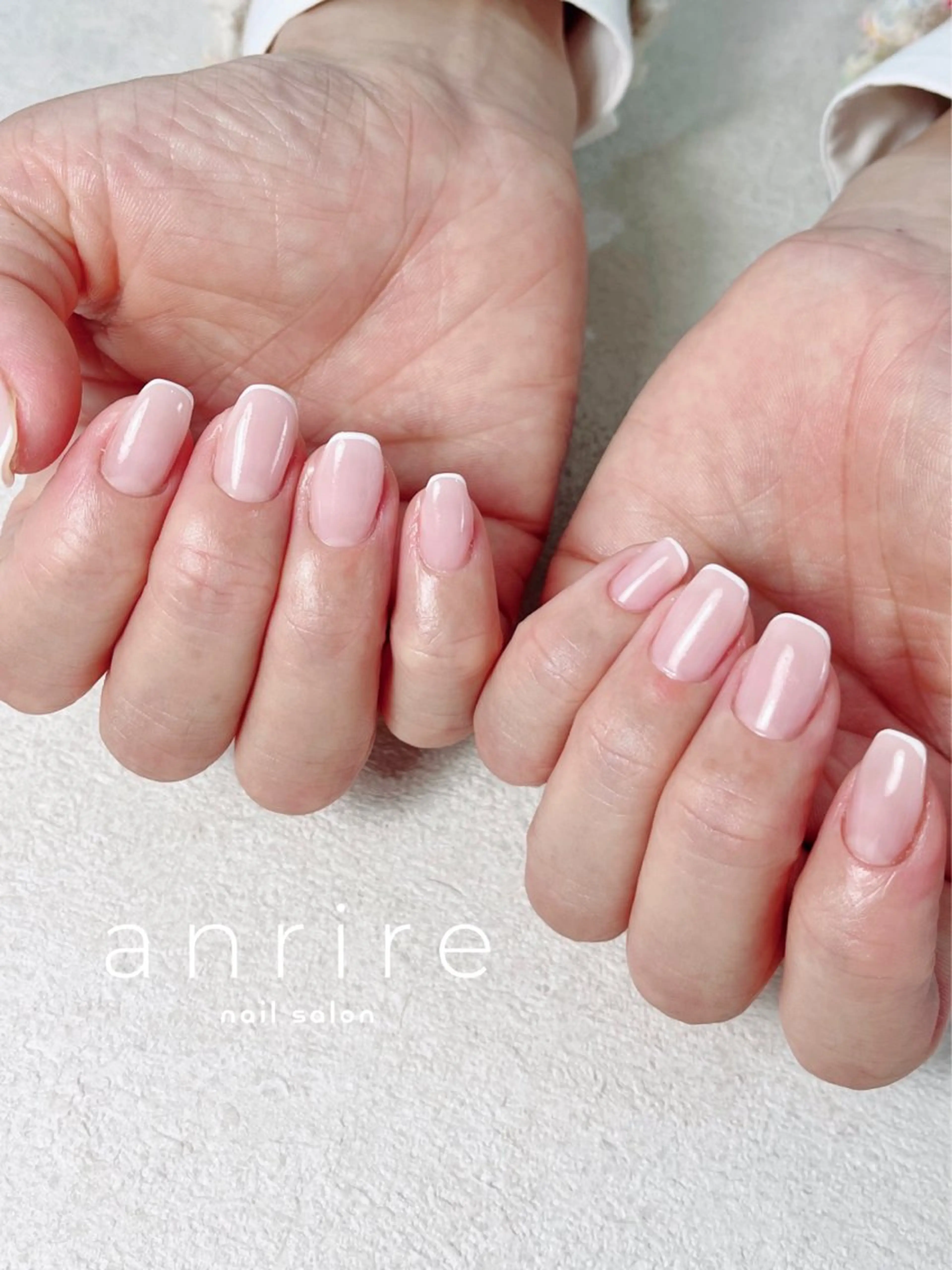 ネイル フレンチネイル ジェルネイル パラジェル ピンク シンプルネイル ハンドネイル nailsalon anrireのネイルデザイン