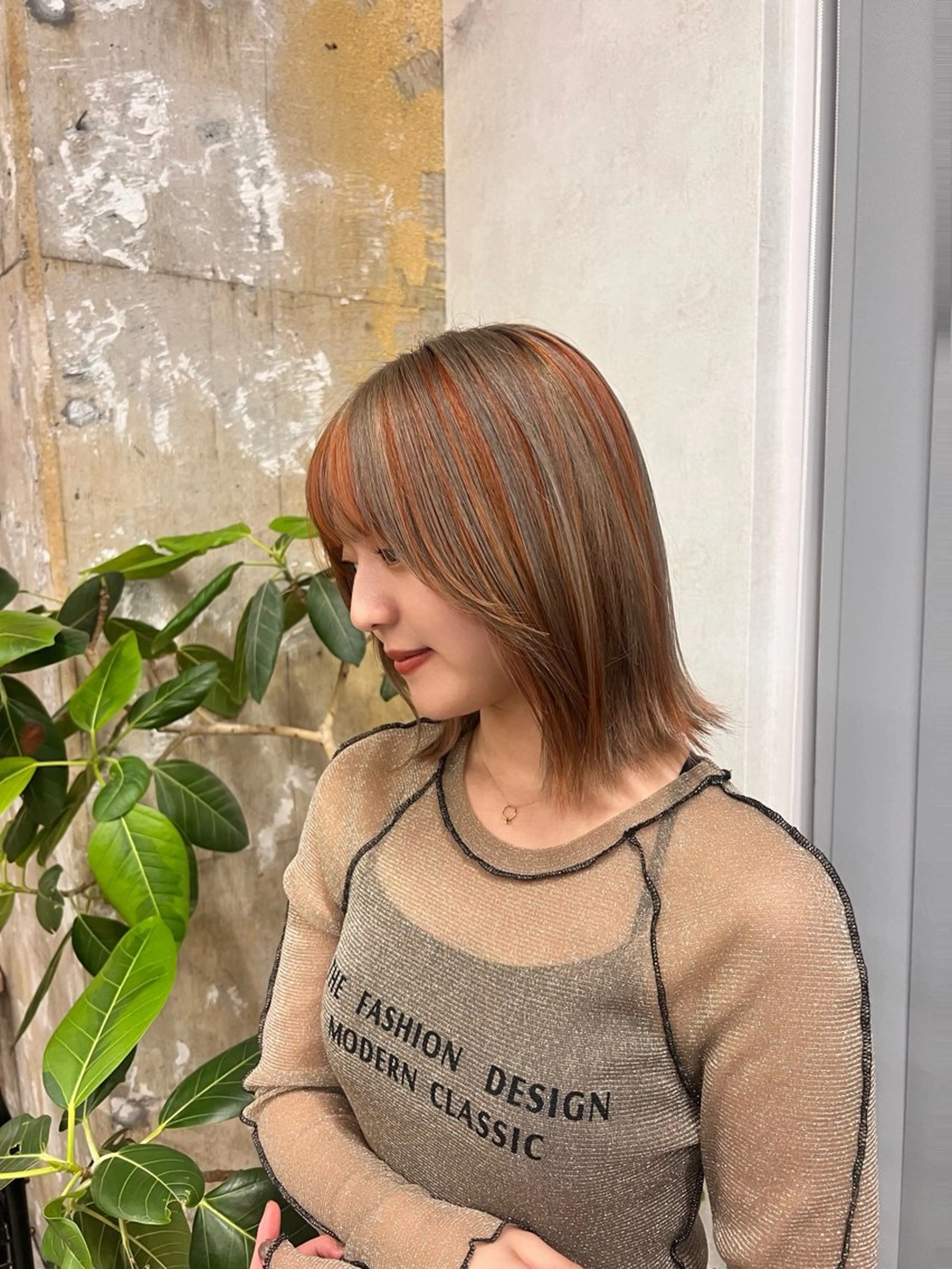 ミディアム ヘアカラー トリートメント 髪質改善/レイヤー 暖色/shiinaのヘアスタイル