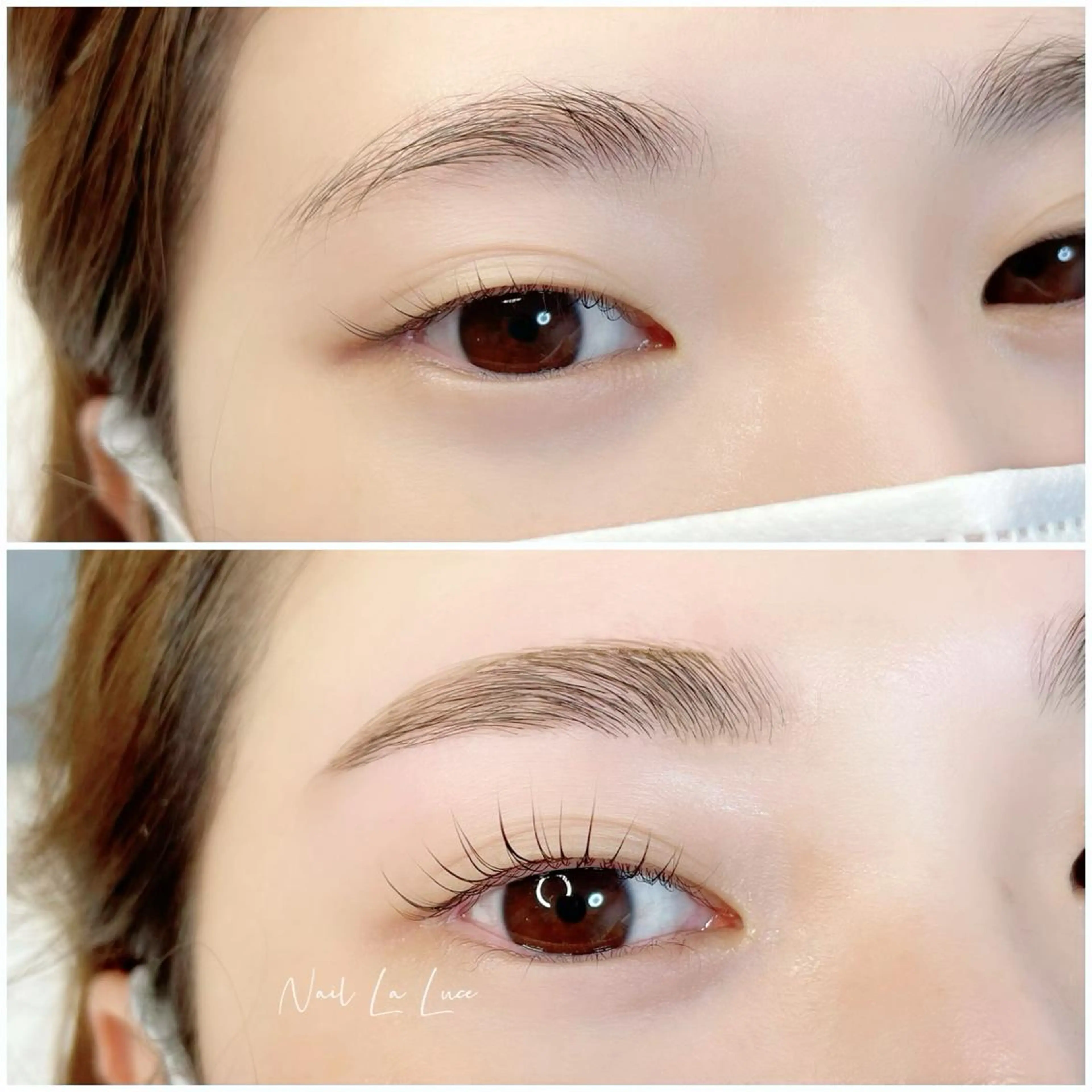 マツエク・マツパ ナチュラル パリジェンヌラッシュリフト まつげパーマ 下まつげエクステ 一重×まつ毛パーマ NailLaLuce ネイルラルーチェのネイルデザイン