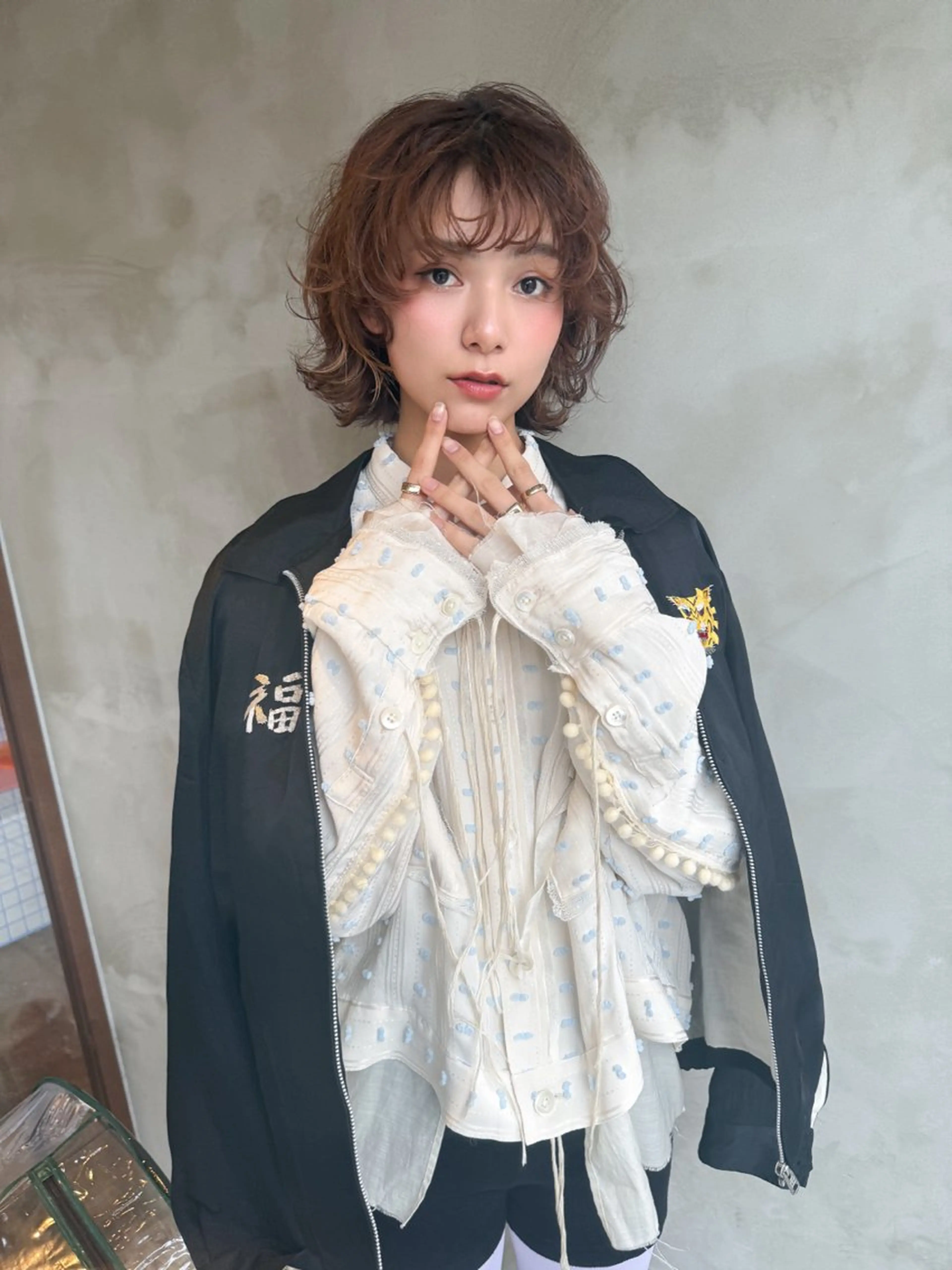 ミディアム カラー パーマ 山田 裕介のヘアスタイル