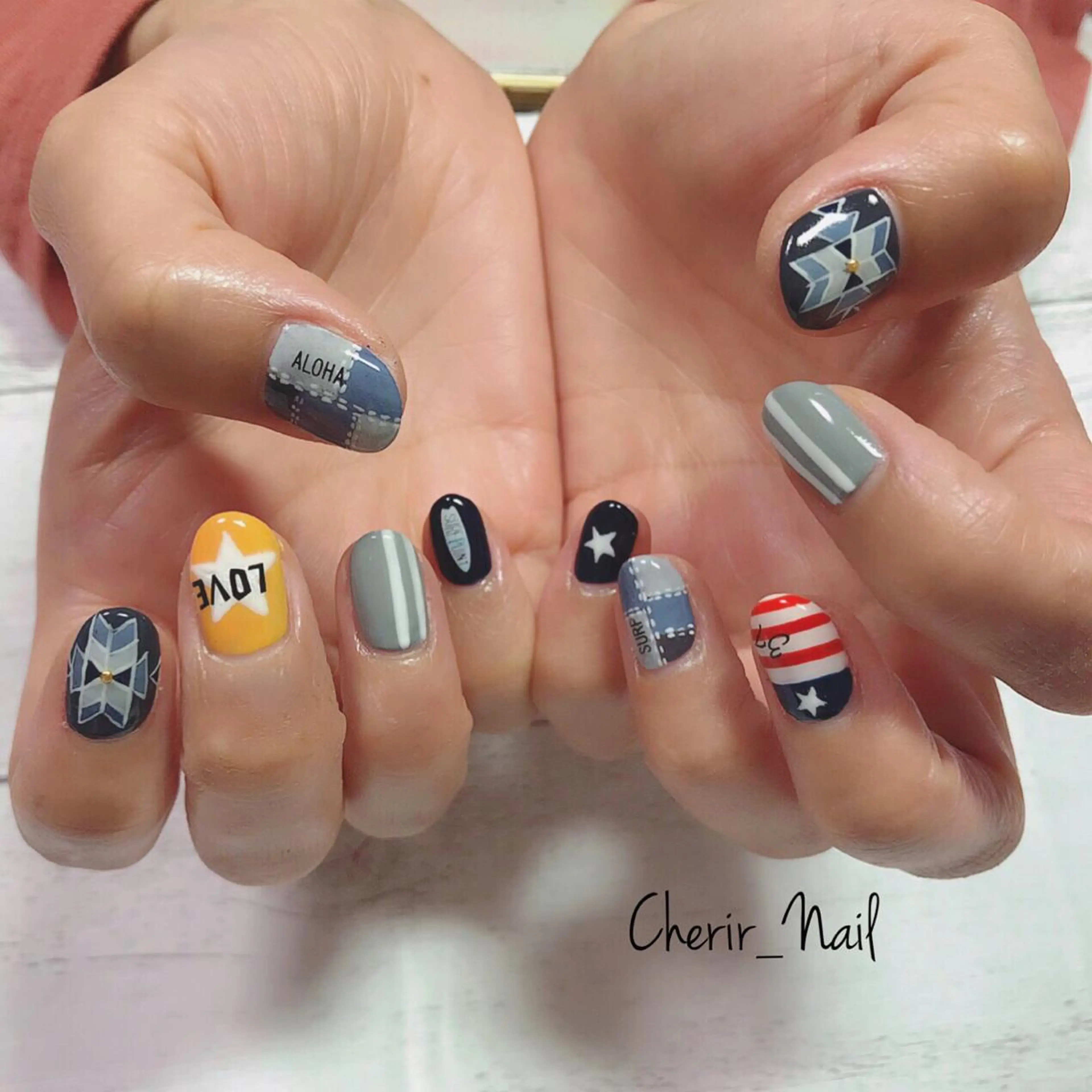 ネイル アートネイル ショートネイル ハンドネイル Cherirnail kaoriのネイルデザイン