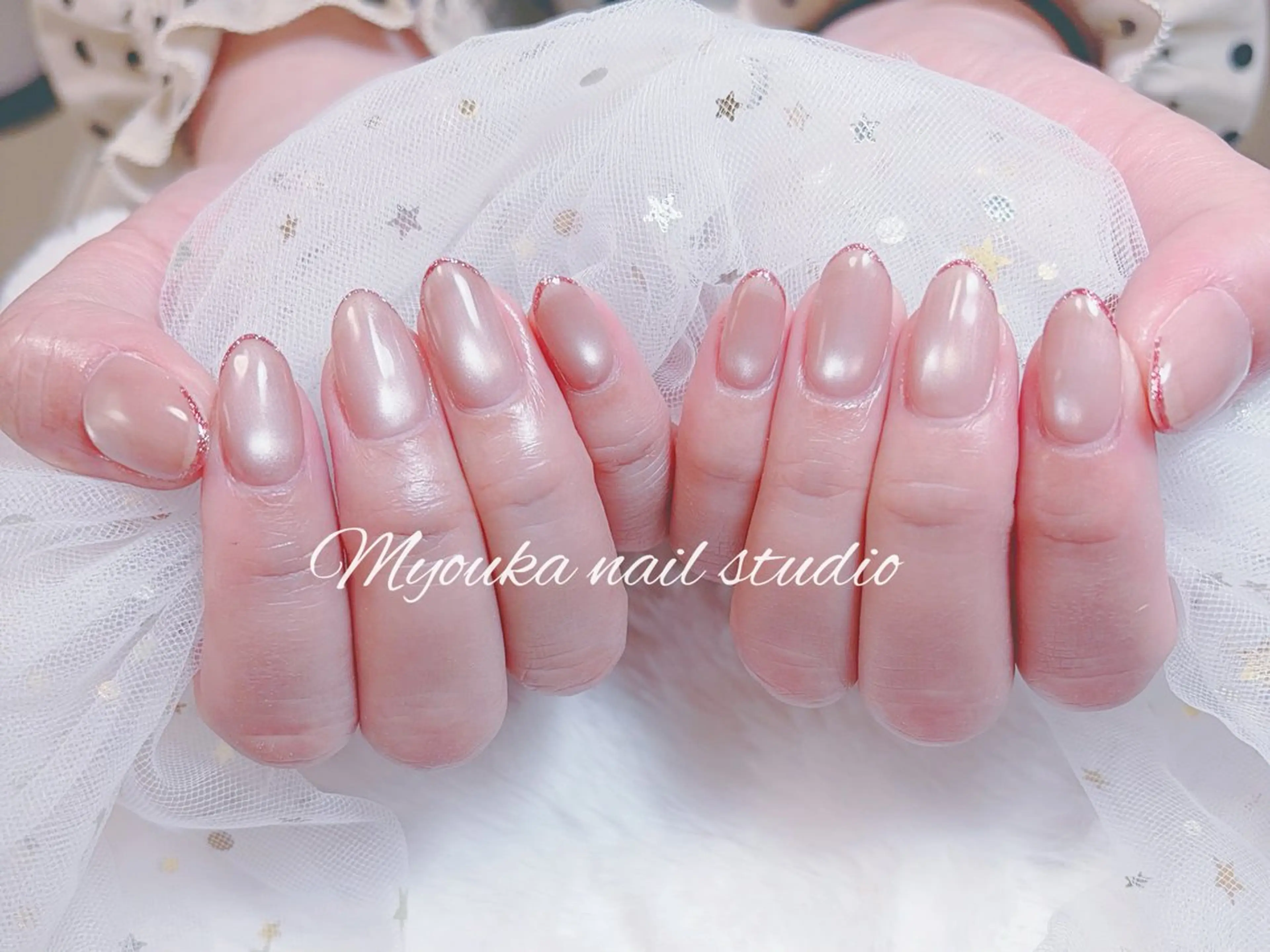 ネイル チークネイル 長さ出し フットネイル ジェルネイル グラデーション ハンドネイル ハンドケア Myouka 板橋区大山駅前店のネイルデザイン