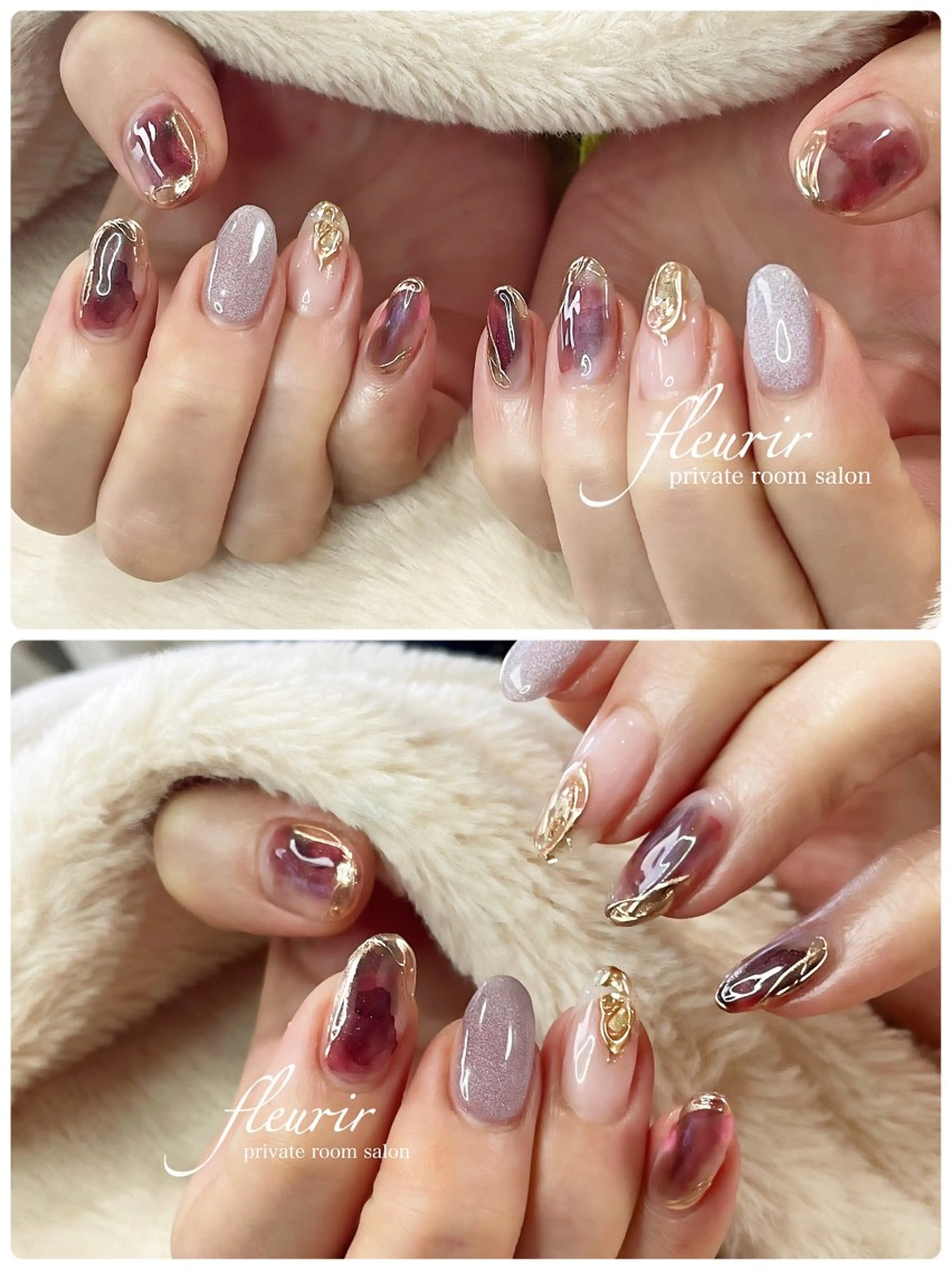 ネイル アートネイル ゴールド ミラーネイル フルリール 【プライベートサロンのネイルデザイン