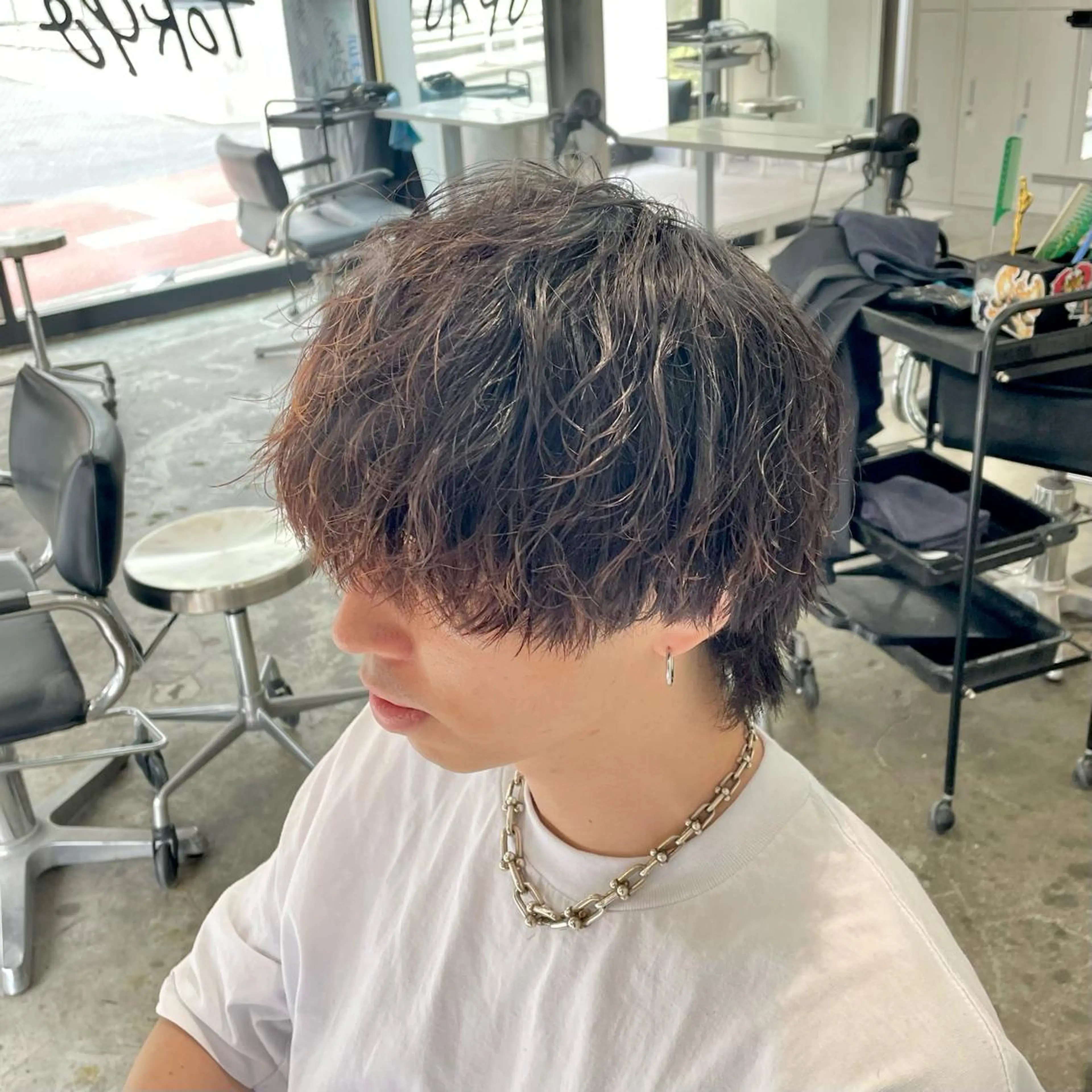 ミディアム パーマ メンズ カット パーマ メンズ特化美容師/ 藤戸 椋のヘアスタイル