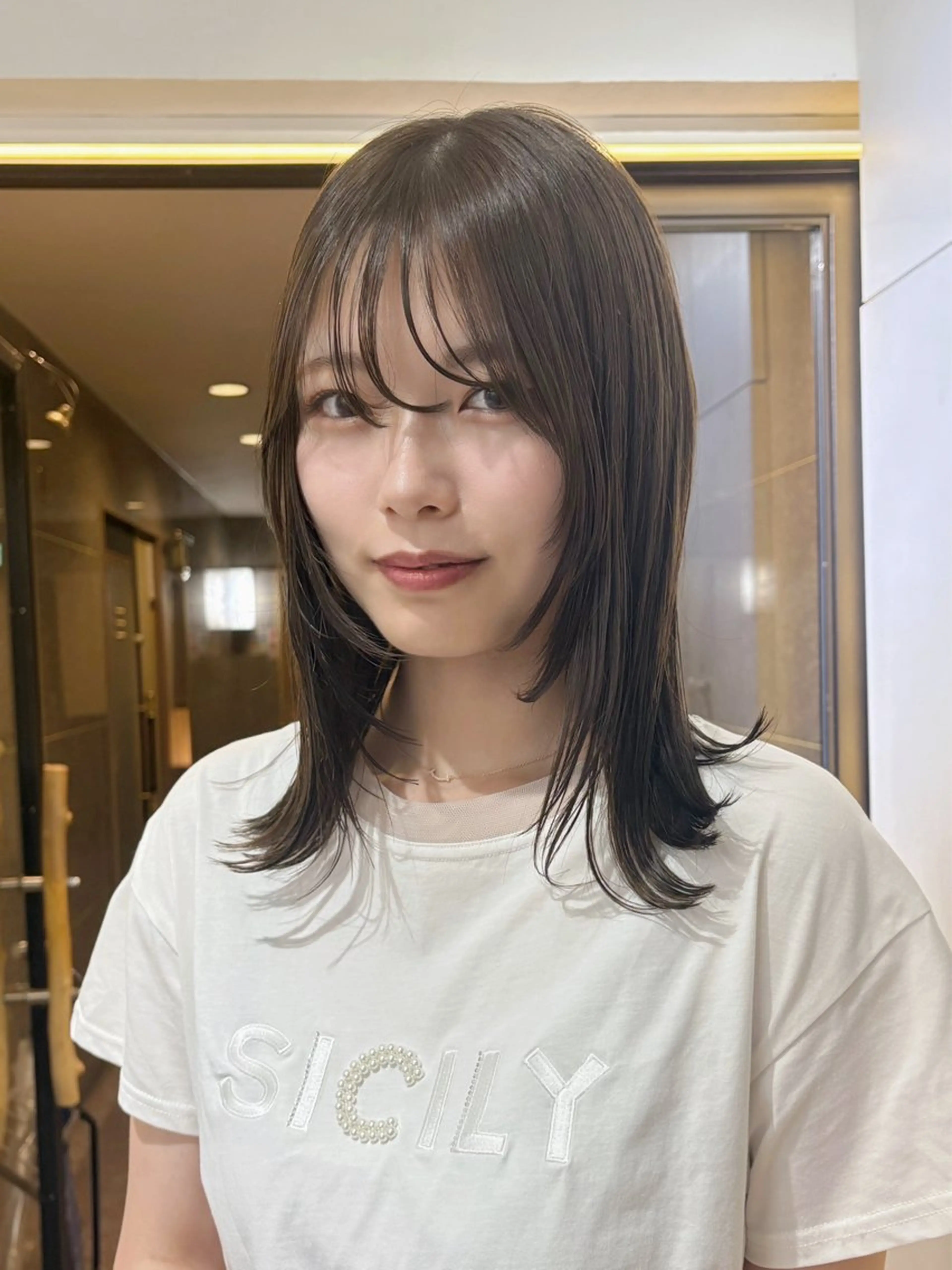 ミディアム カラー オリーブカラー カット ヘアカラー RINO/似合わせ /女性専用𖧷のヘアスタイル