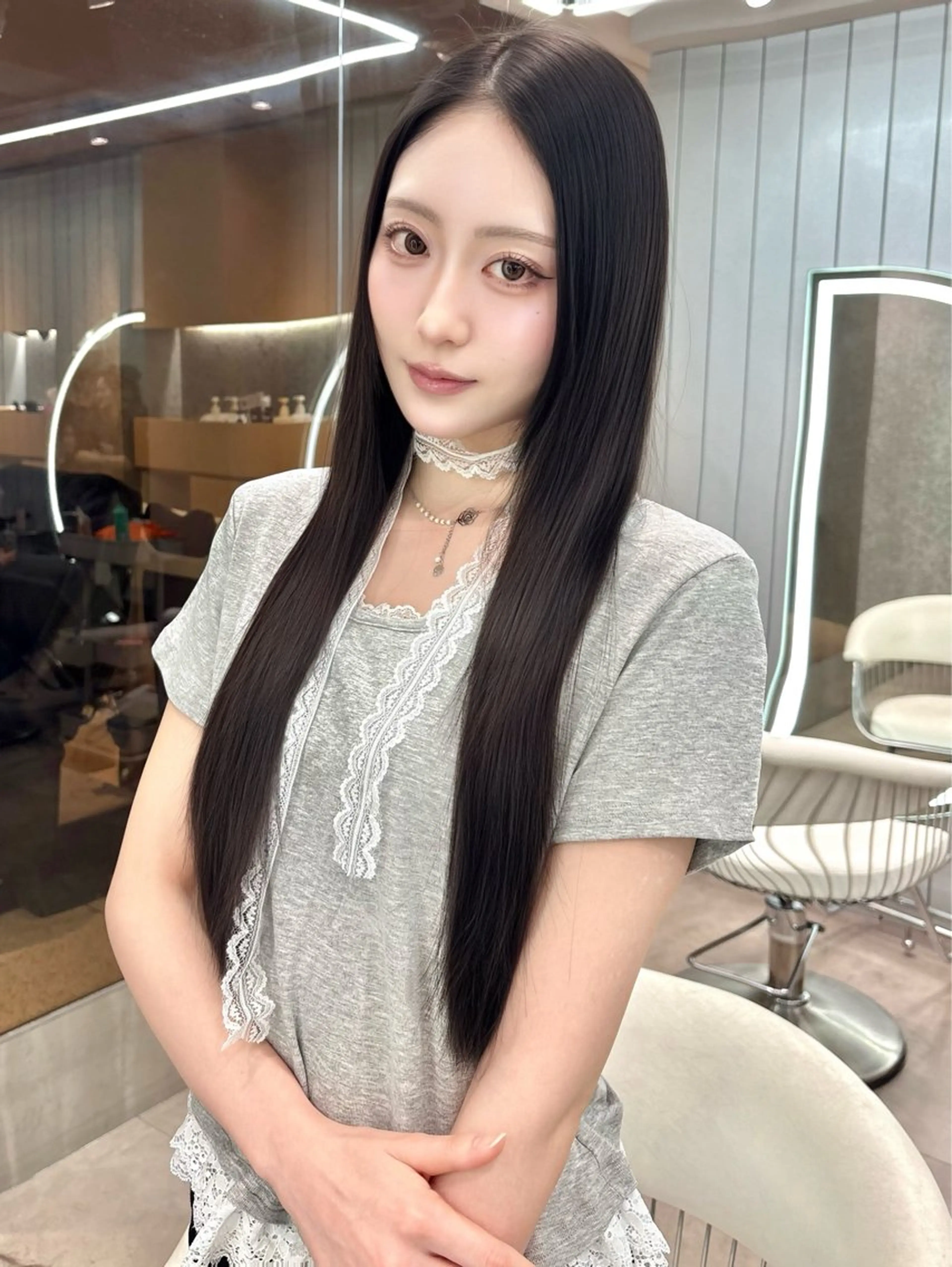 ロング ヘアアレンジ アッシュ ボブ くびれヘア 顔まわりレイヤー 顔周りカット 縮毛矯正 トリートメント ヘアセット 大宮‎🩵縮毛矯正 レイヤー　佐藤和のヘアスタイル