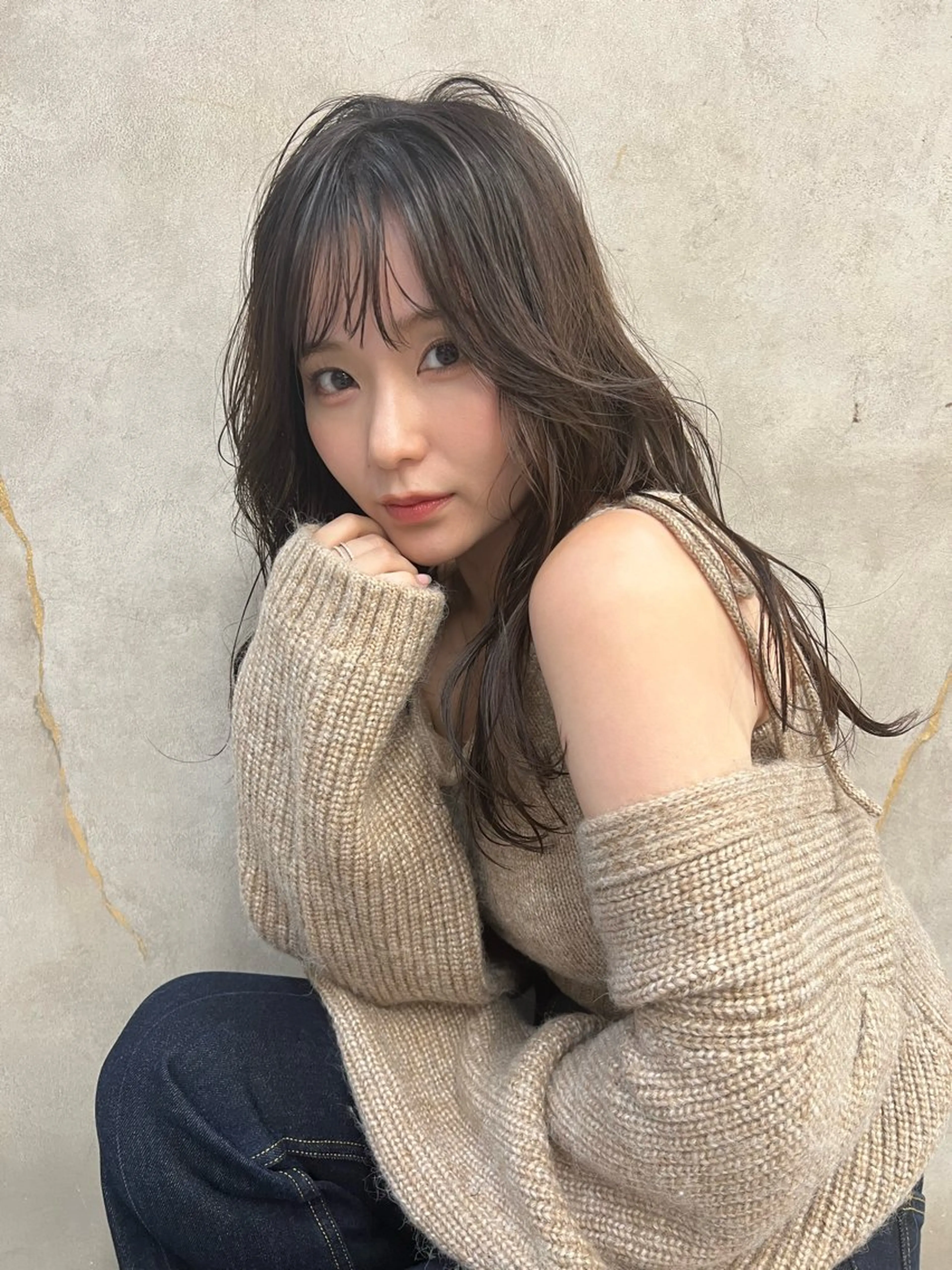 セミロング 韓国風ヘア レイヤーカット シースルーバング 韓国レイヤーカット/ 縮毛矯正/羽田航のヘアスタイル