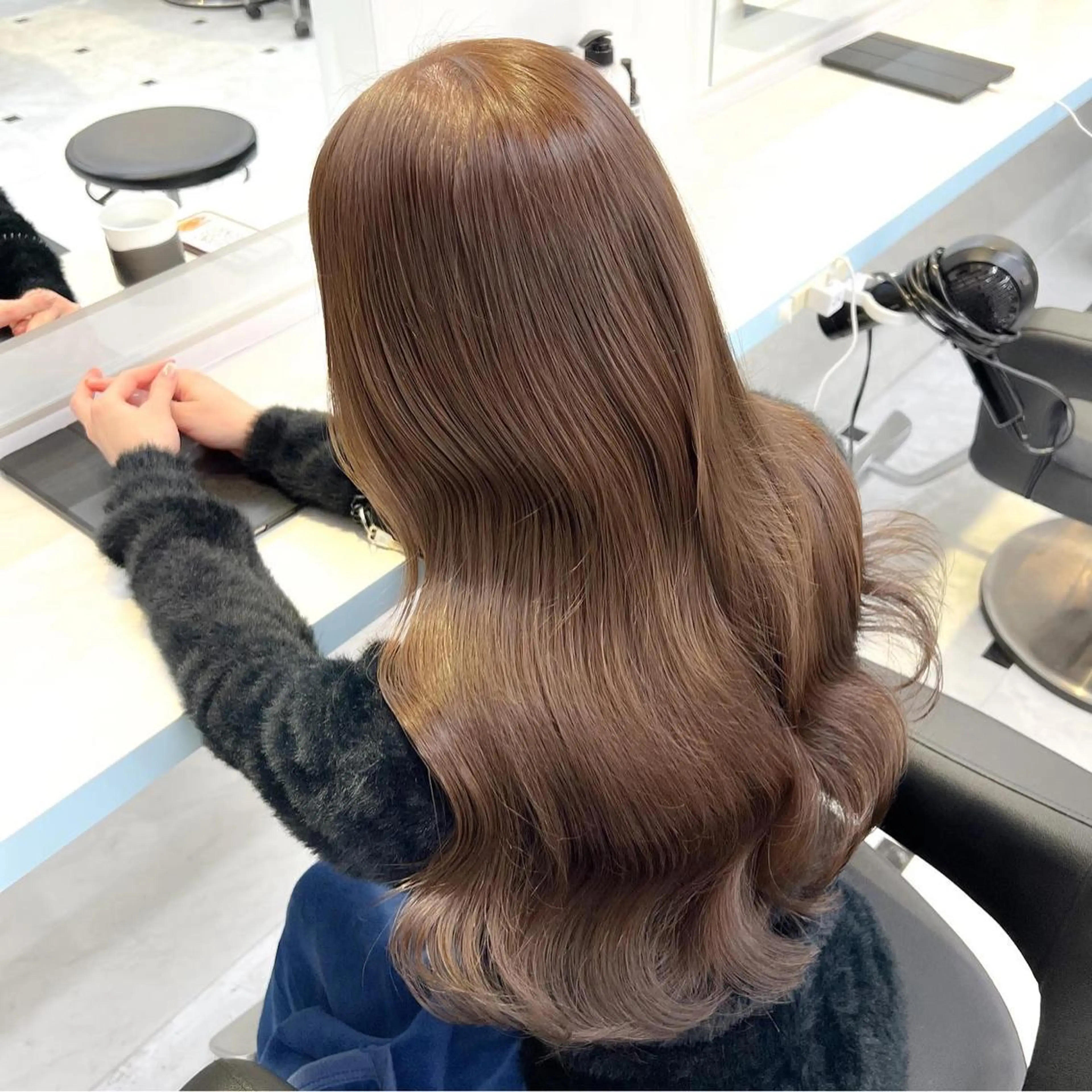 セミロング カラー ヘアアレンジ ベージュカラー ヨシンモリ 💖韓国ヘアの匠 💖TAKUMI💖のヘアスタイル