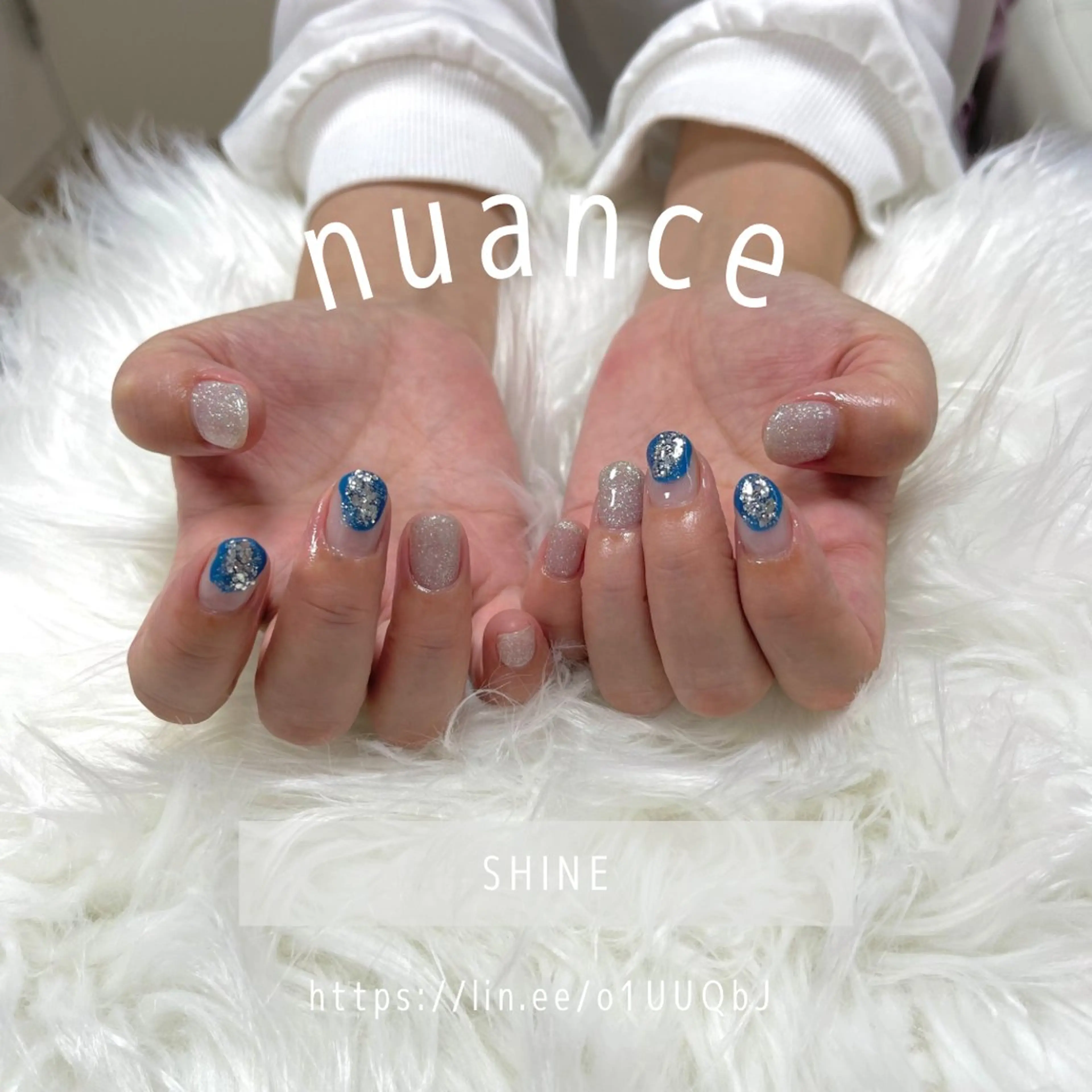 ネイル ブルー ニュアンスネイル SHINE nail salonのネイルデザイン