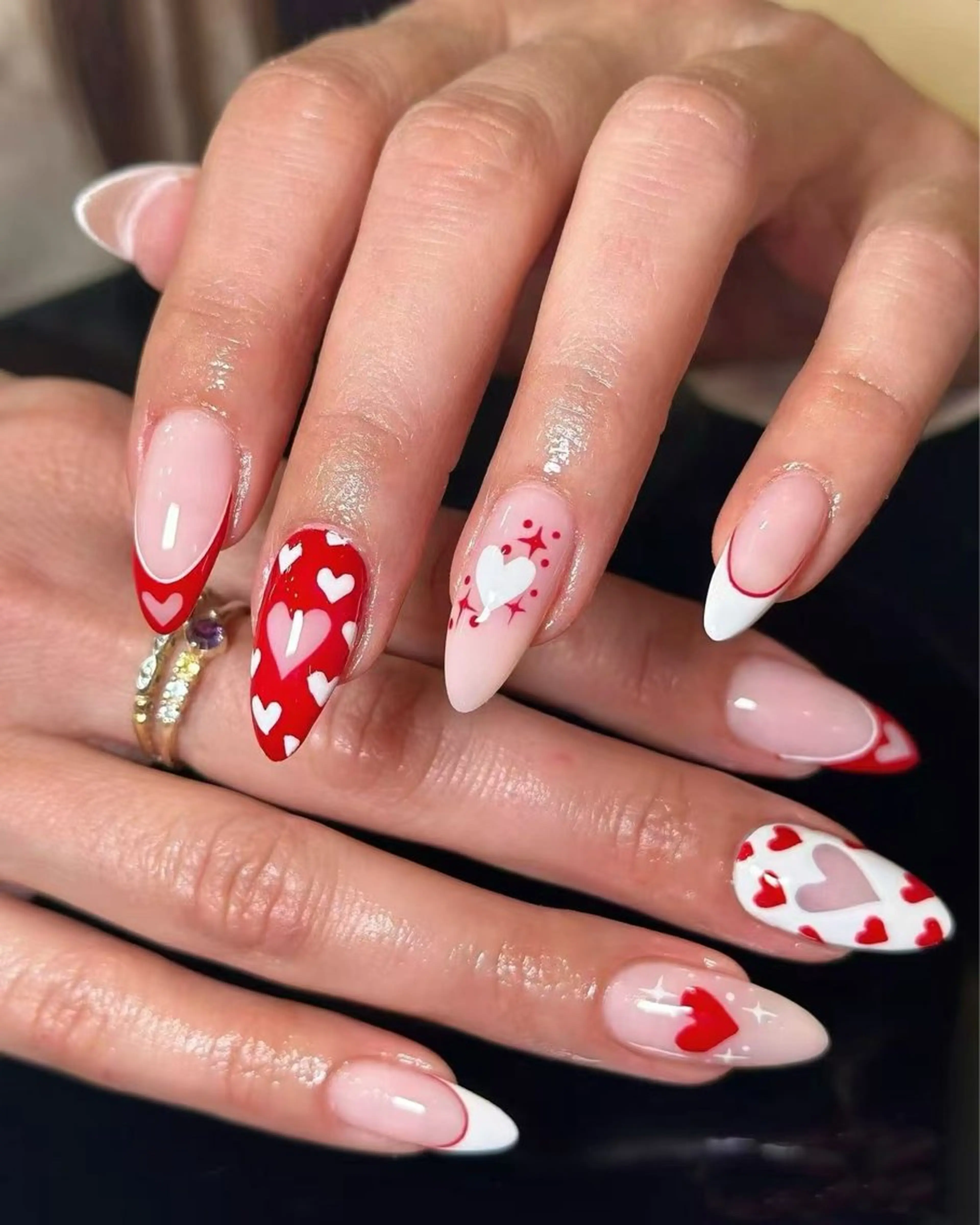 ネイル フラワーネイル フレンチネイル ジェルネイル ガラスフレンチ ハート ハンドネイル BabyYouMi nailのネイルデザイン