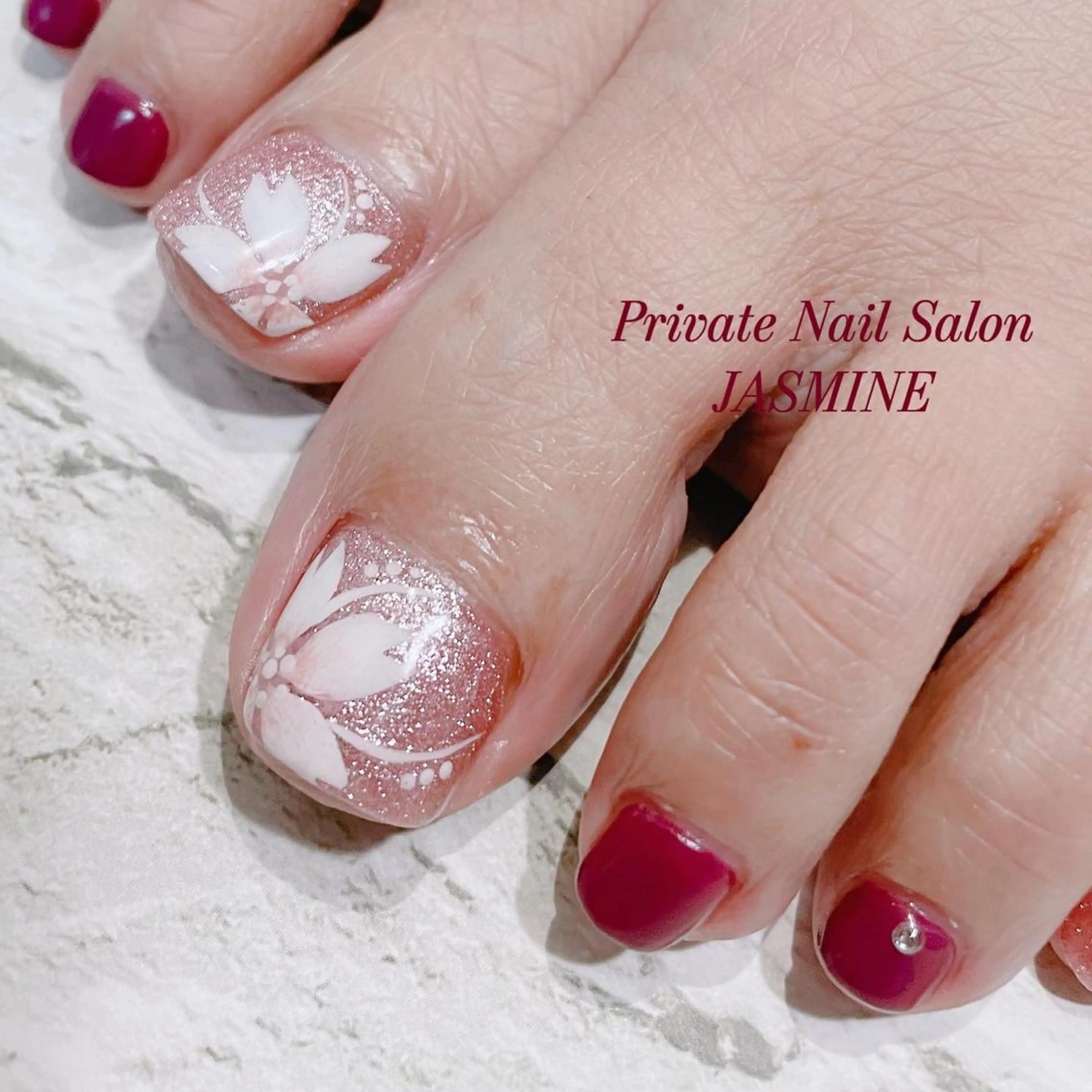 ネイル 桜ネイル フットネイル Nail salon JASMINEのネイルデザイン