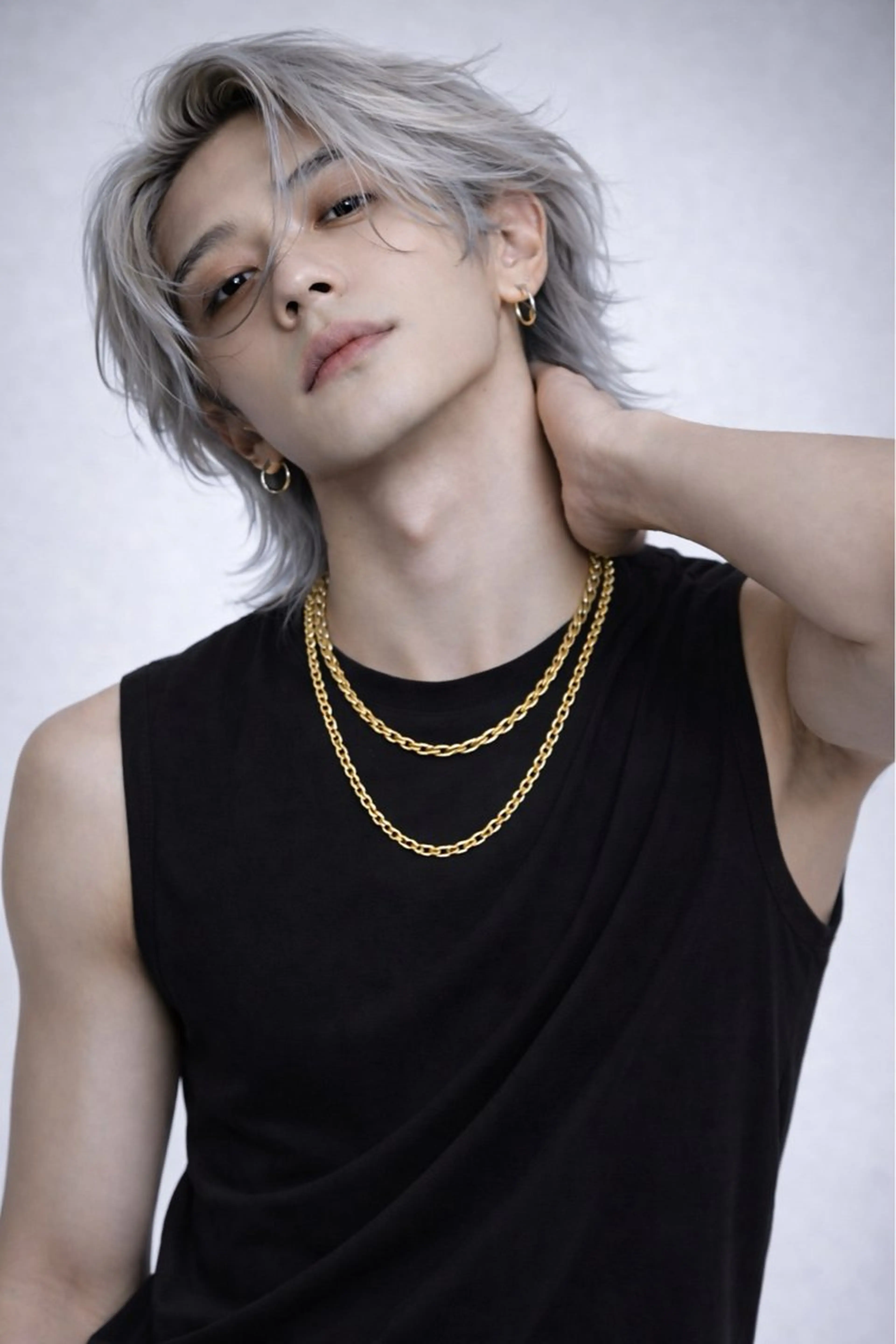 セミロング カラー ヘアアレンジ メンズ メンズウルフカット シルバー ウルフカット カット ヘアカラー メンズNo.1美容師 Coshoのヘアスタイル