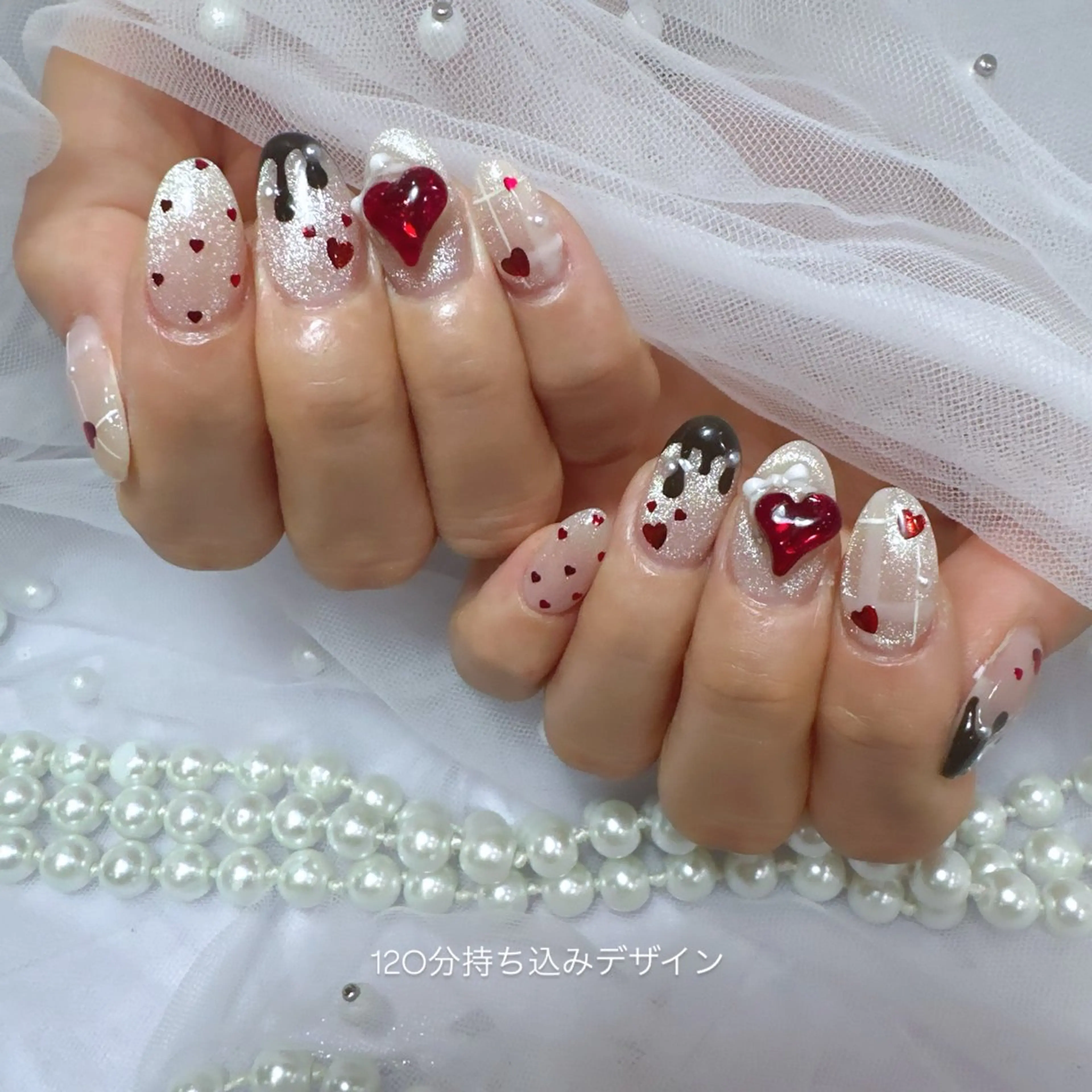 ネイル アートネイル フラッシュネイル フレンチネイル ジェルネイル ガラスフレンチ ハンドネイル You&Me Miyuのネイルデザイン