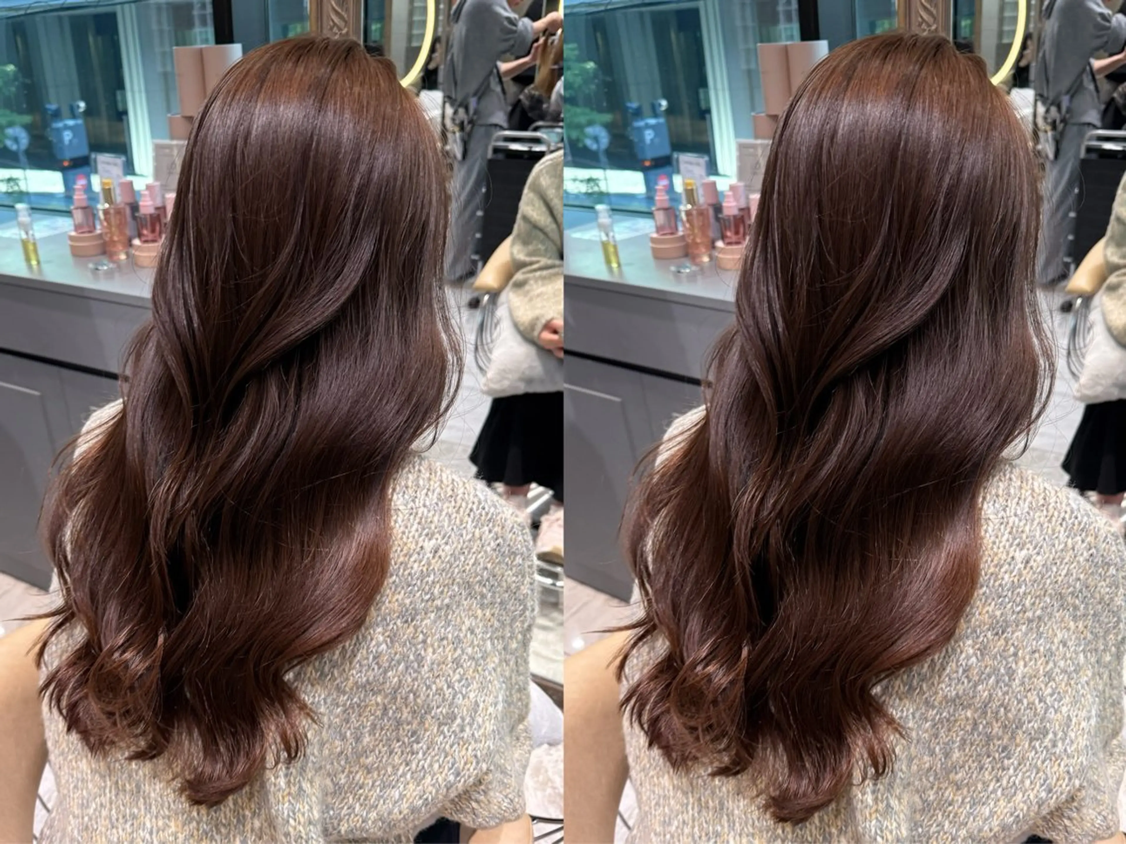 カラー ゆらんちょ/ブリーチ 無w/縮毛矯正/暖色のヘアスタイル