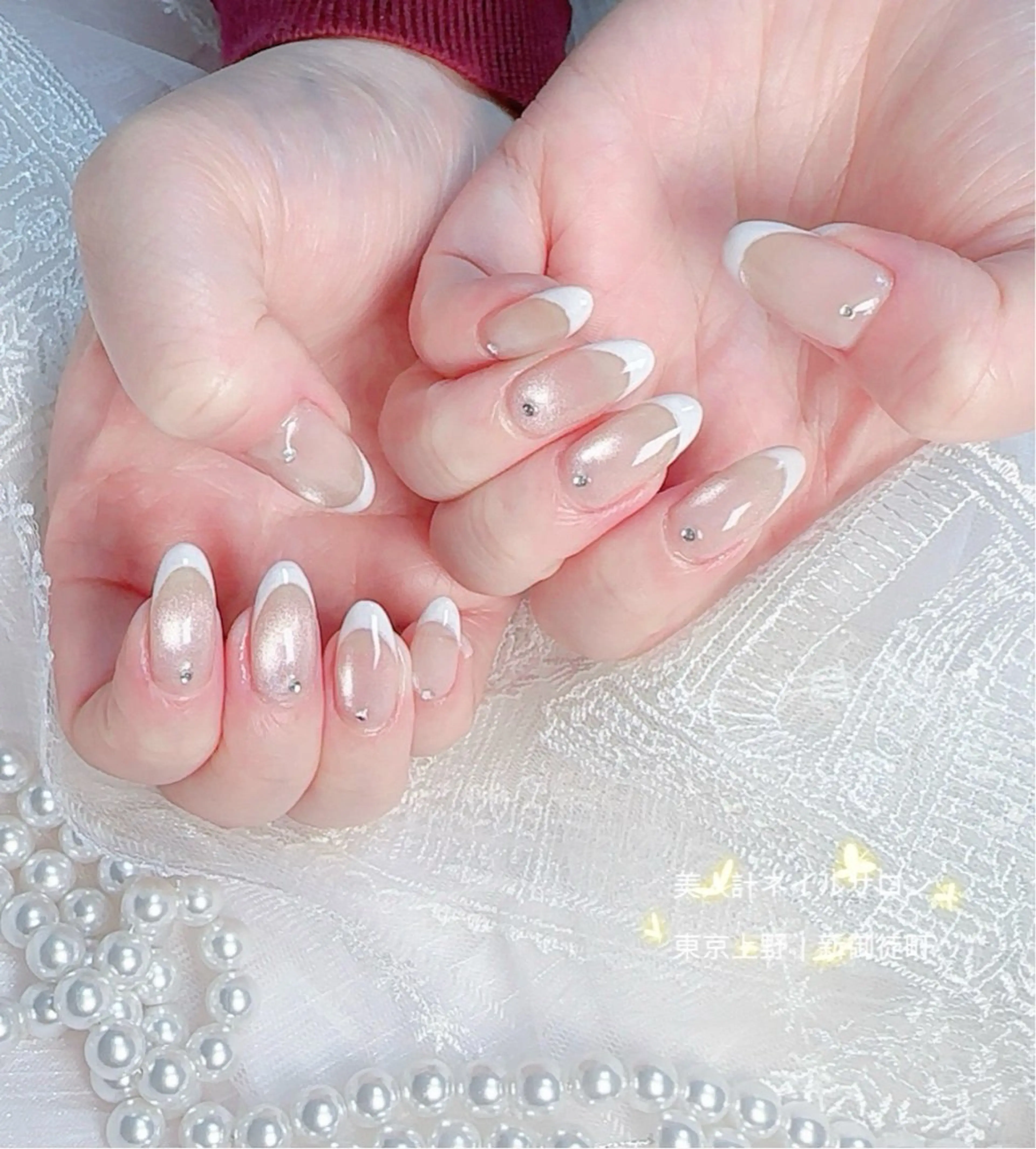 ネイル フレンチネイル マグネットネイル マグネットフレンチ ハンドネイル 中山 美月のネイルデザイン