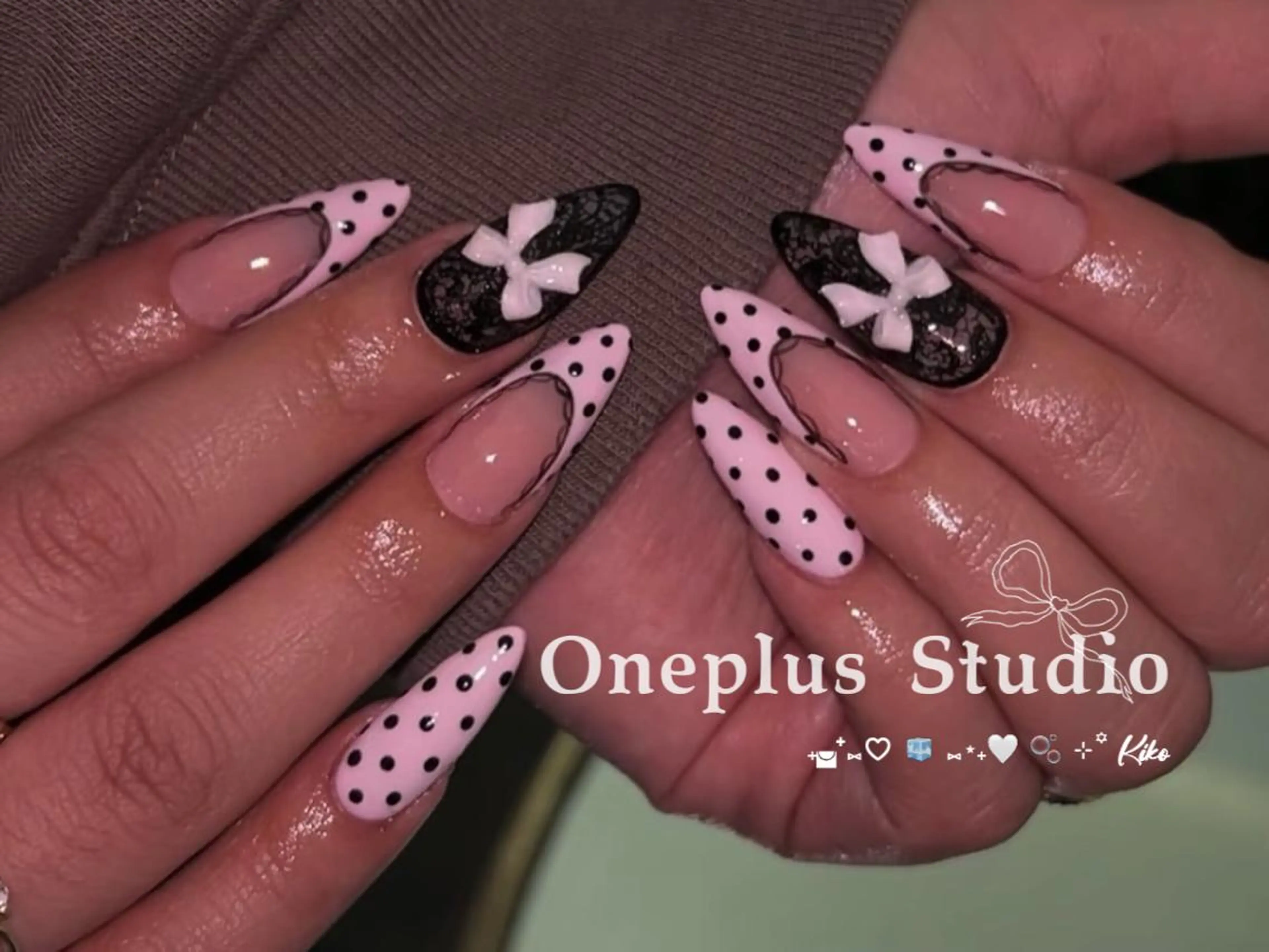 ネイル アニマル柄 ボルドー ブラウン フレンチネイル マグネットネイル One plus StudioNailのネイルデザイン