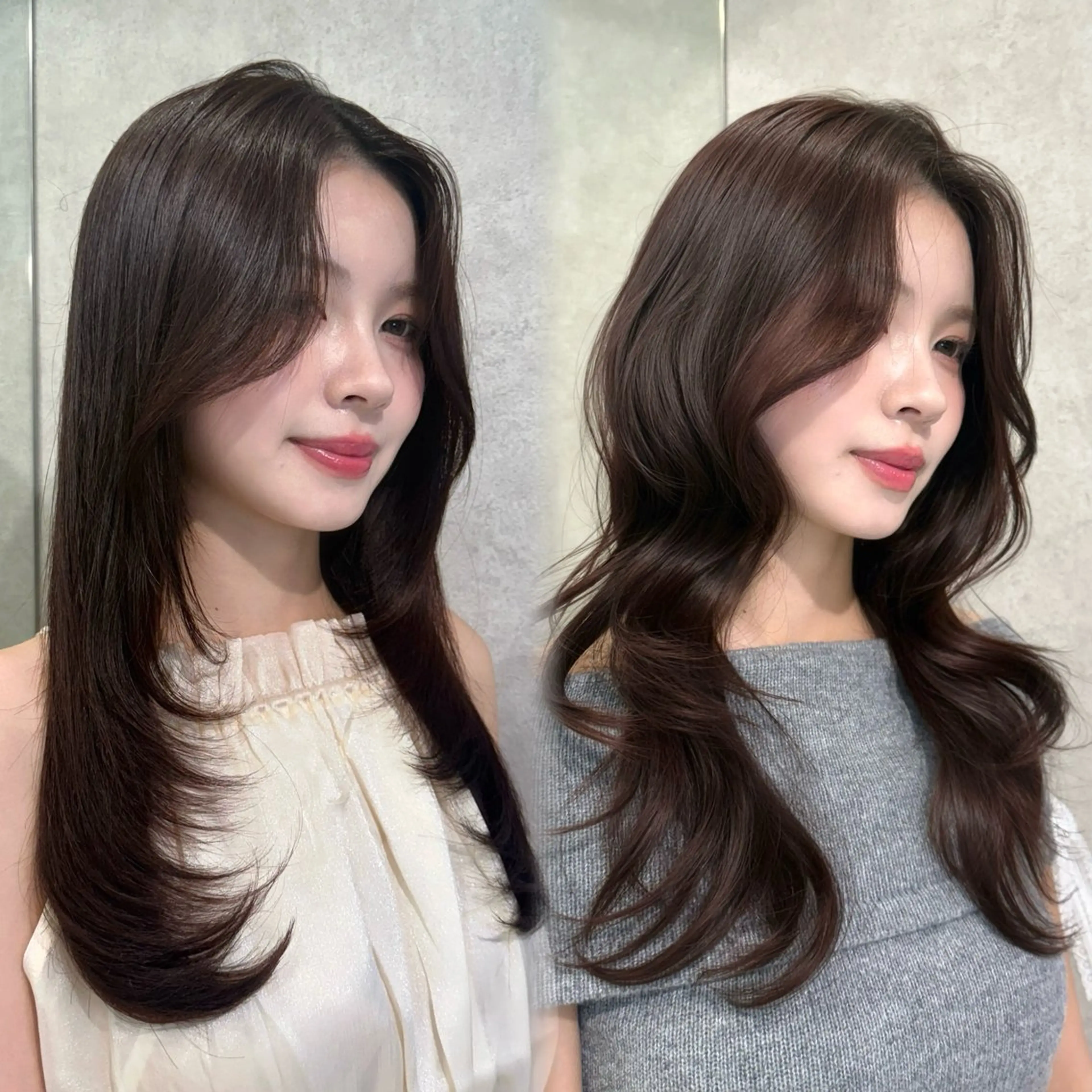 セミロング カラー レイヤーカット カット ヘアカラー トリートメント ハッシュカット/ 艶カラー/RIN🩶のヘアスタイル