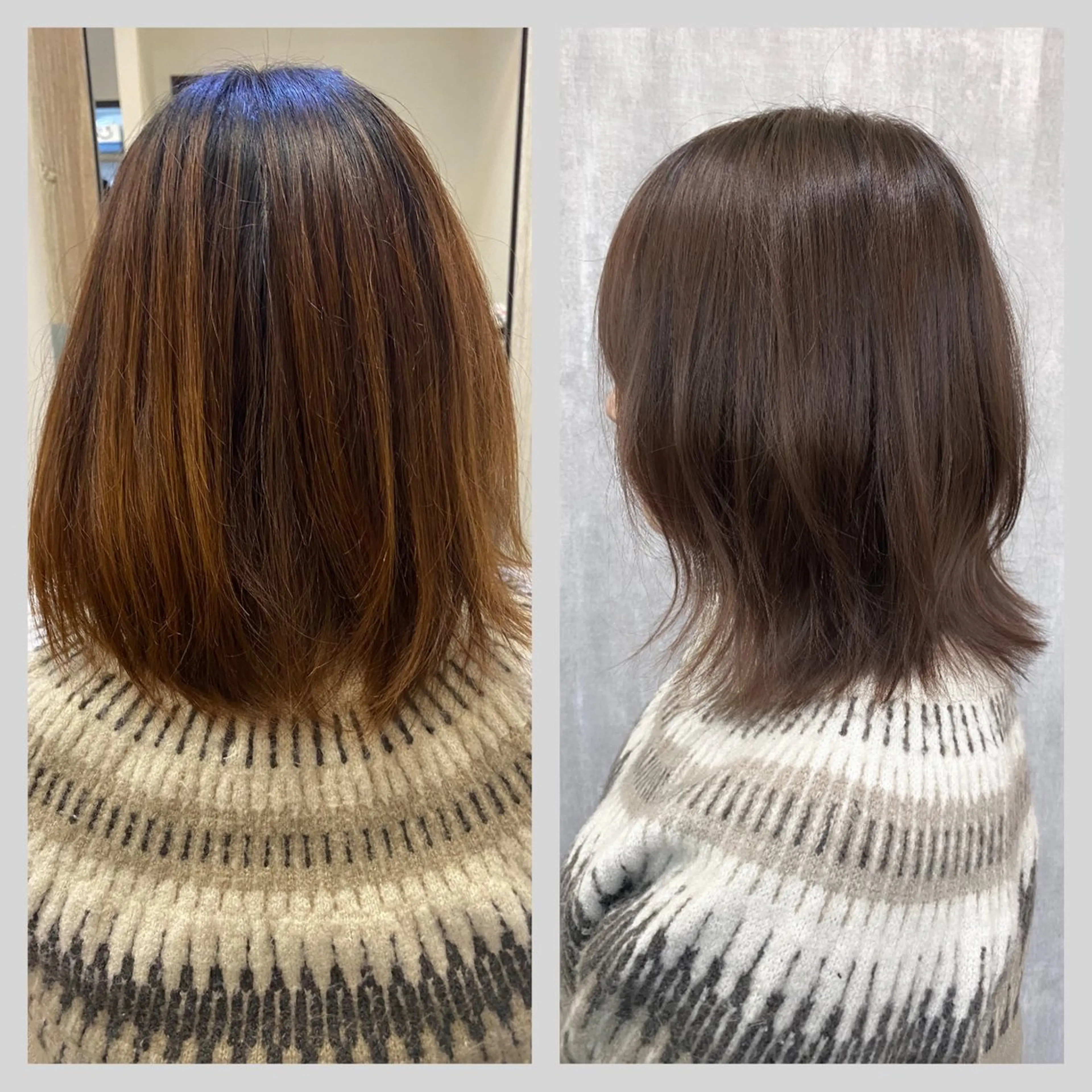 ミディアム カラー ブラウンカラー オレンジ 佐藤 沙也輝のヘアスタイル