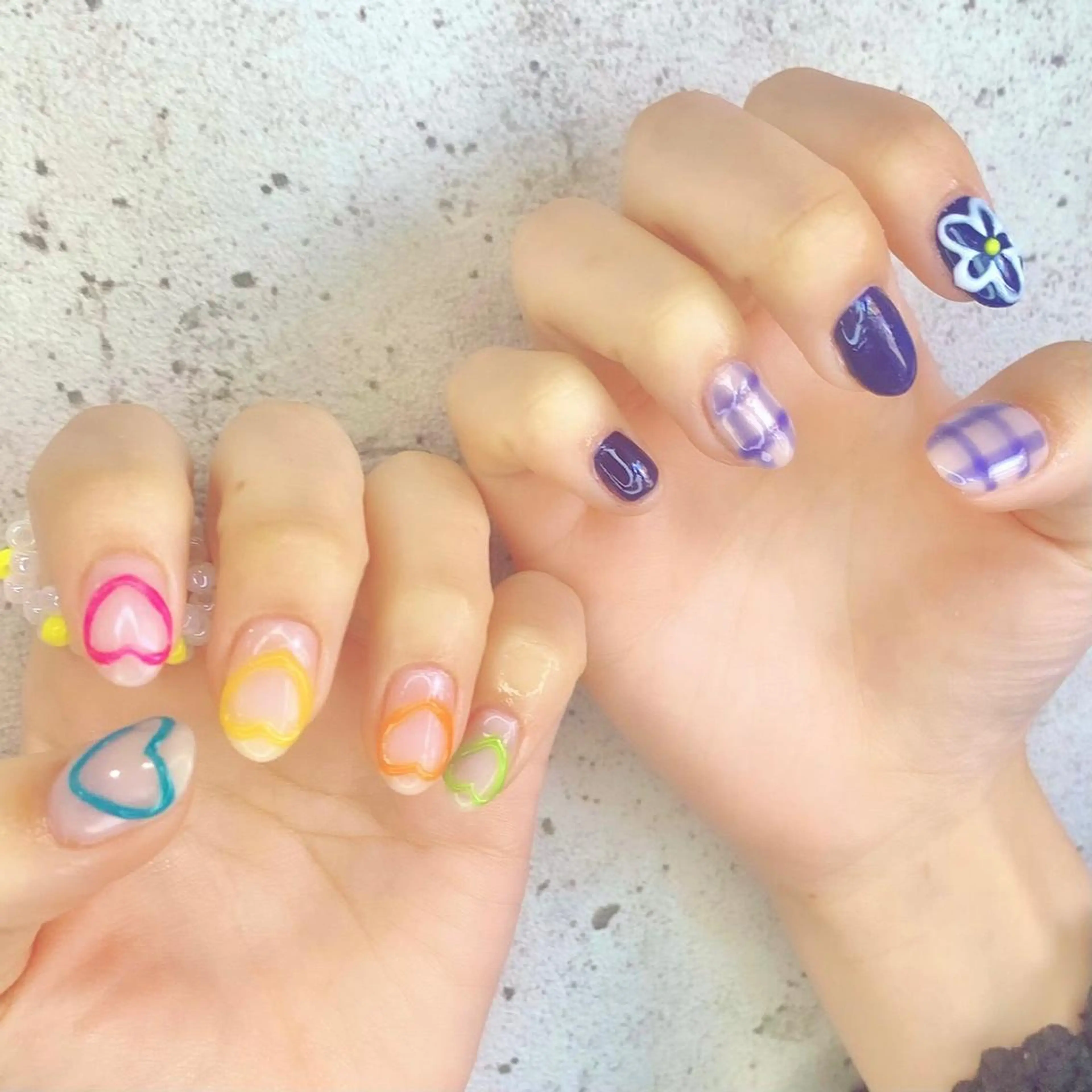 ミディアム カラー パーマ ヘアアレンジ メンズ キッズ ネイル マツエク・マツパ アイブロウ メンズ韓国風 透明感カラー ネイビーカラー 韓国風マツエク 韓国風ヘア ハンドネイル Salon Kのネイルデザイン