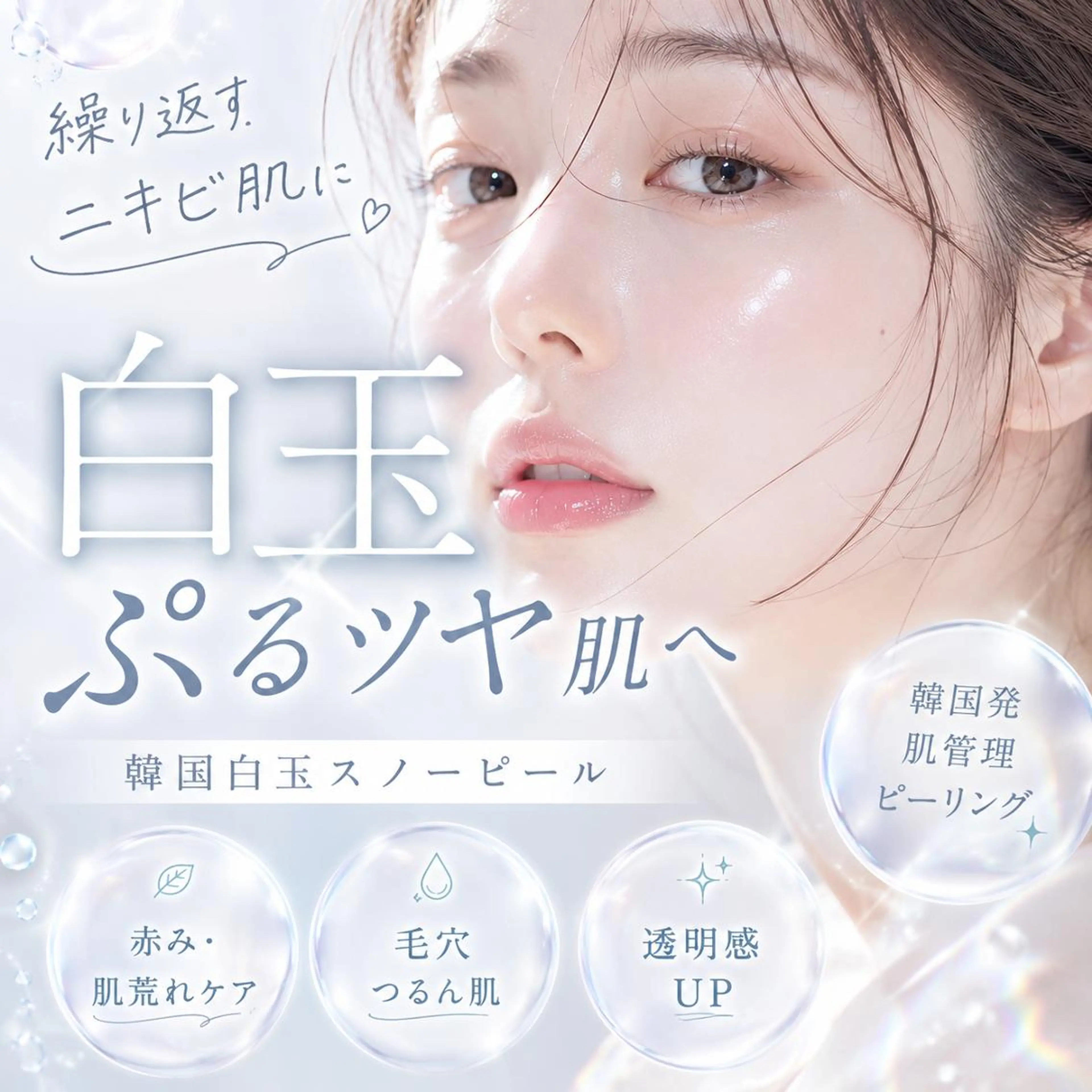 爆ツヤ✨繰り返すニキビ肌に!韓国白玉スノーピール🤍ニキビ跡/毛穴/美白🍒U24限定の写真