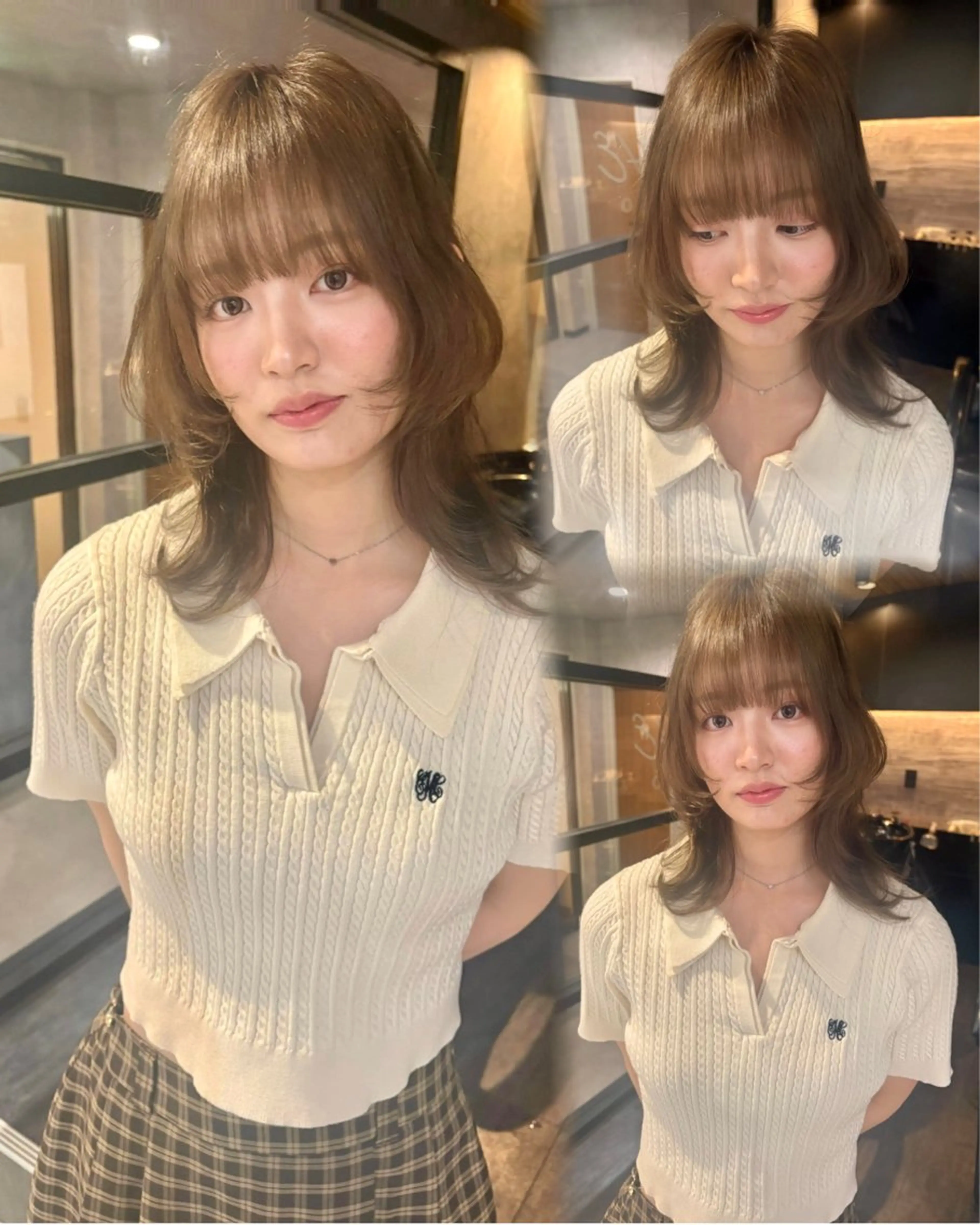 ミディアム レイヤーカット/韓国 /艶髪/ダブルカラーのヘアスタイル