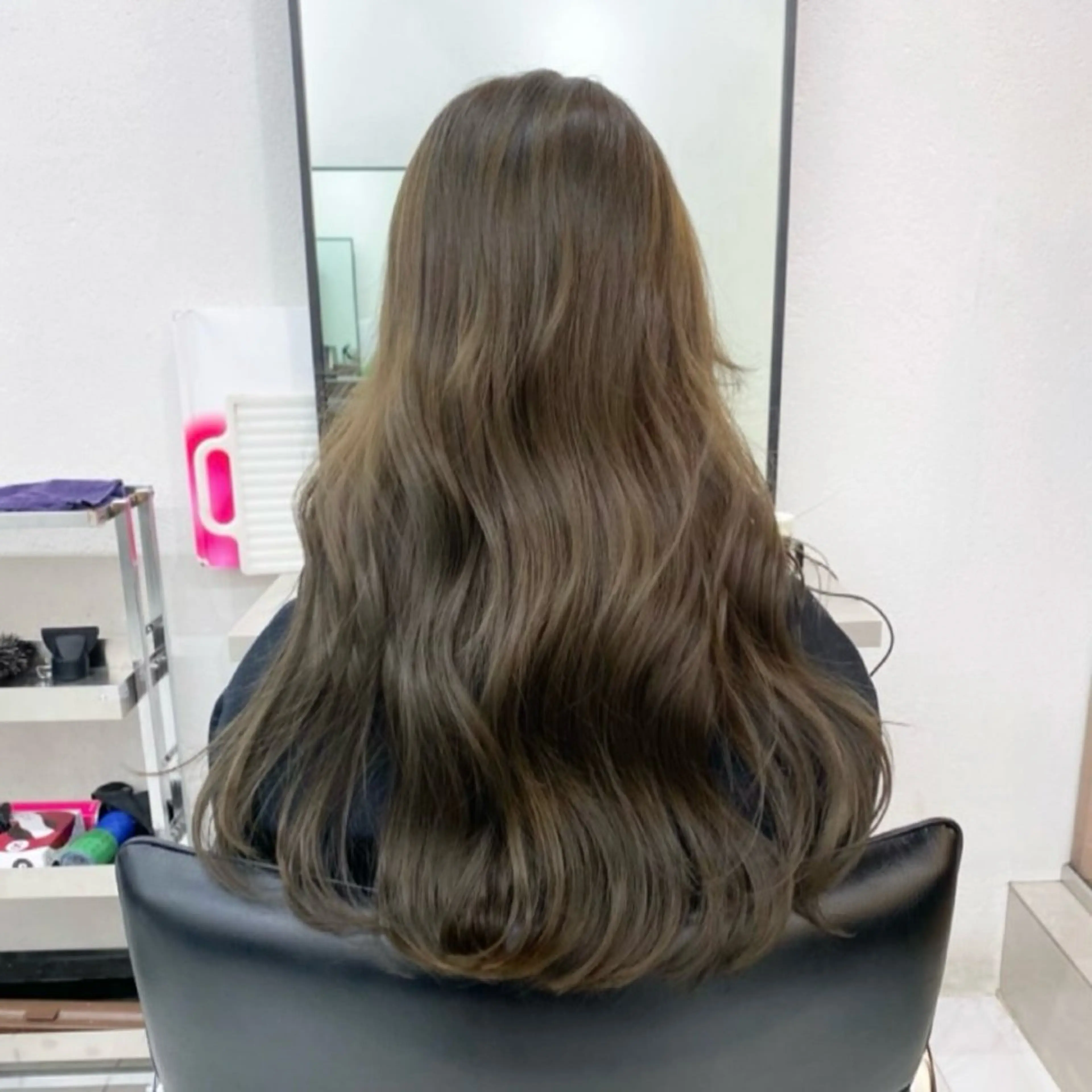 ロング カラー アッシュ ベージュカラー 黒髪 ブルーカラー ブルーブラック カット ヘアカラー トリートメント ヘッドスパ ヘアセット 透明感/韓国風 🤍moeka🤍のヘアスタイル