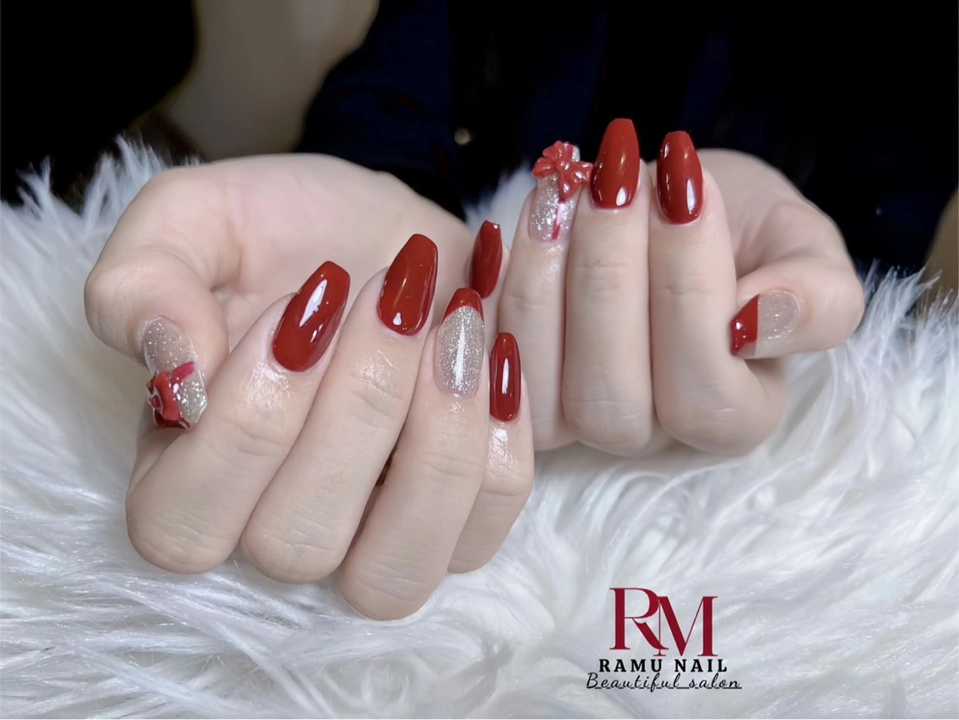 ネイル キラキラネイル マグネットネイル ミラーネイル ピンク ワンホンネイル ハンドネイル RAMU Nail 恵比寿店のネイルデザイン