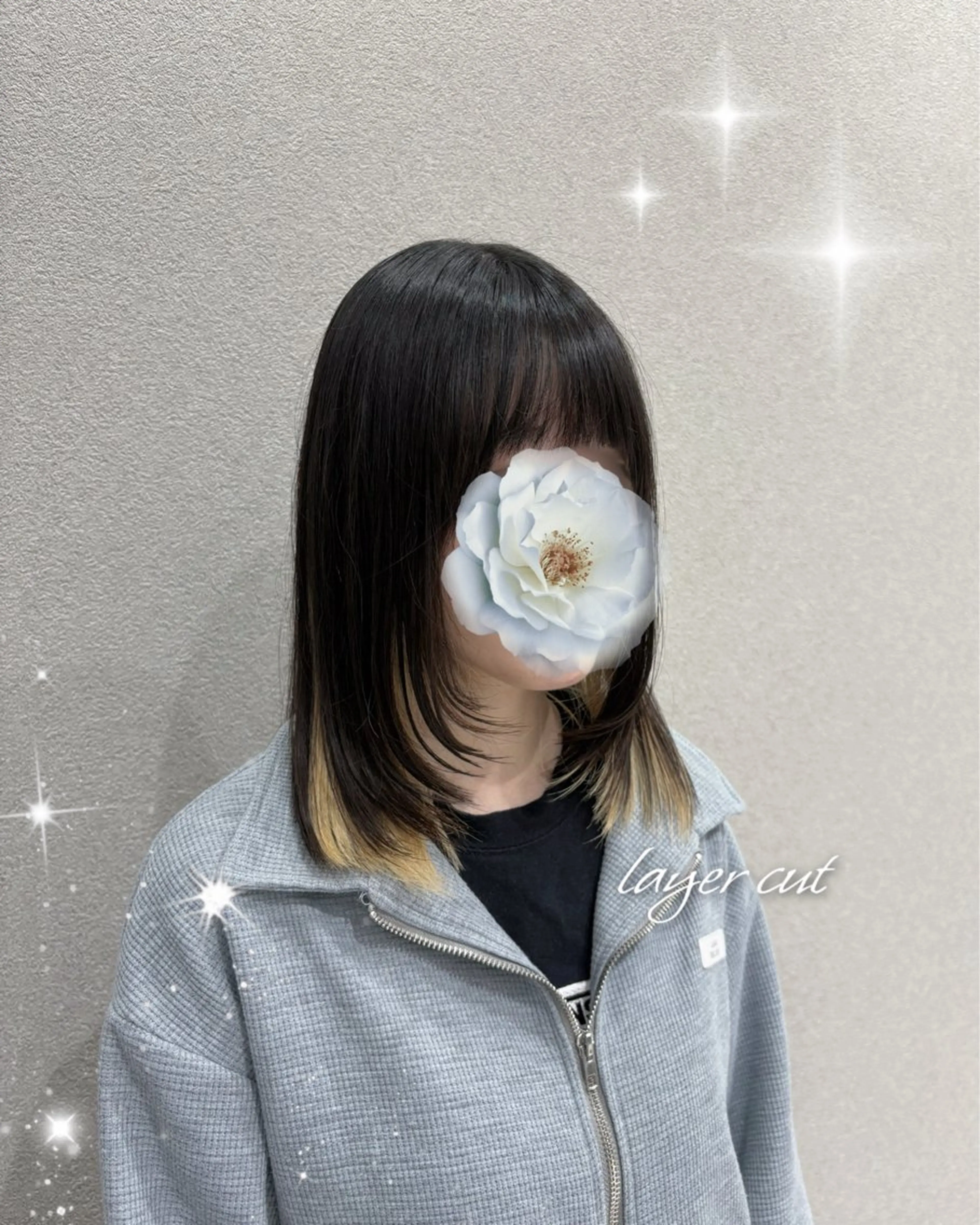 ミディアム ヘアカラー ハイトーン/カラー /ウルフ/RENAのヘアスタイル