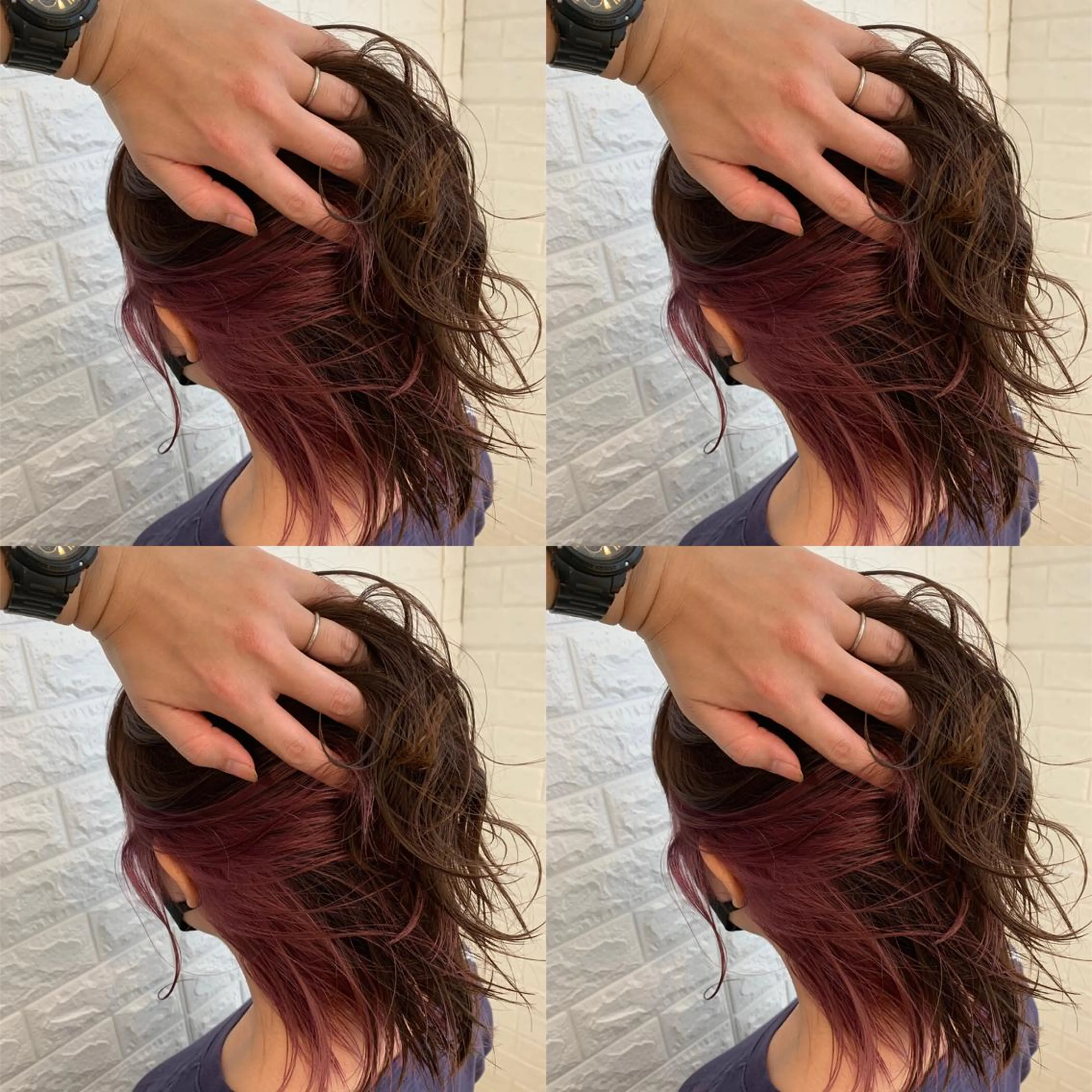 ミディアム カラー ブリーチ インナーカラー ラベンダーカラー ラベンダーピンク ピンクカラー ヘアカラー ハイトーン/ブリーチ 山崎　悠次のヘアスタイル