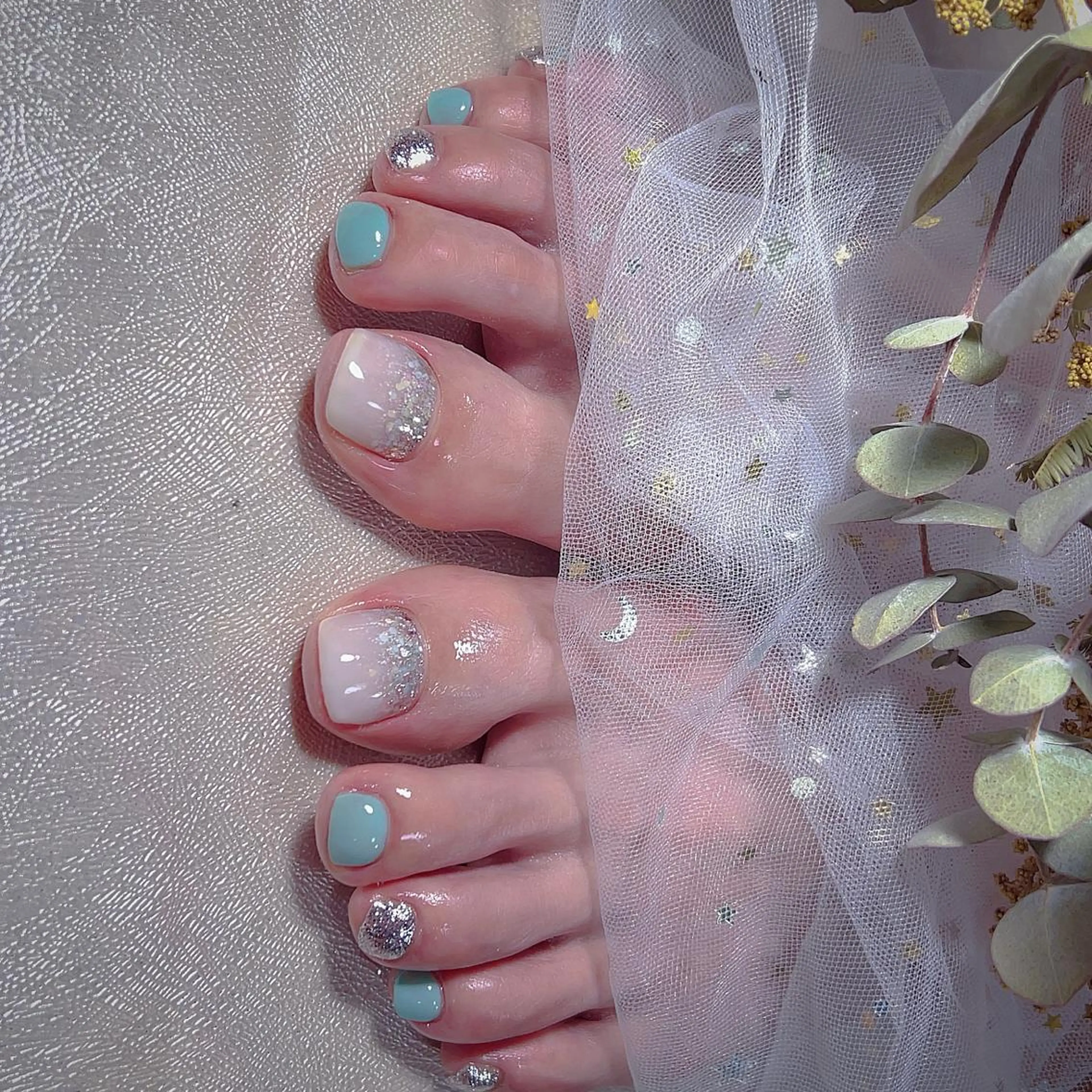 ショート フットネイル めぐみのネイルサロン スタッフ練習のネイルデザイン