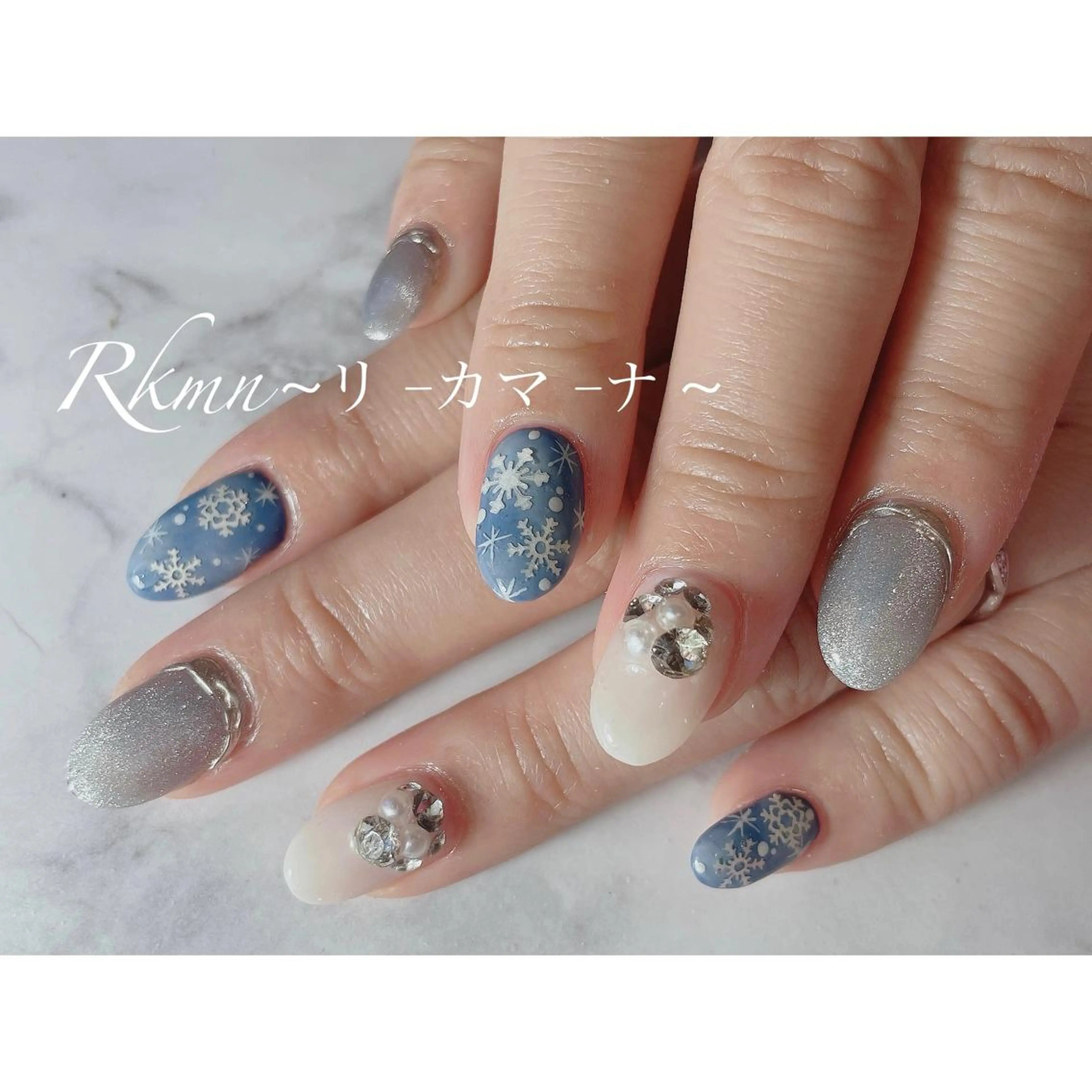 ネイル アートネイル マグネットネイル ミラーネイル 春ネイル ハンドネイル フットネイル ハンドケア Rkmn ~リ-カマ-ナ~のネイルデザイン